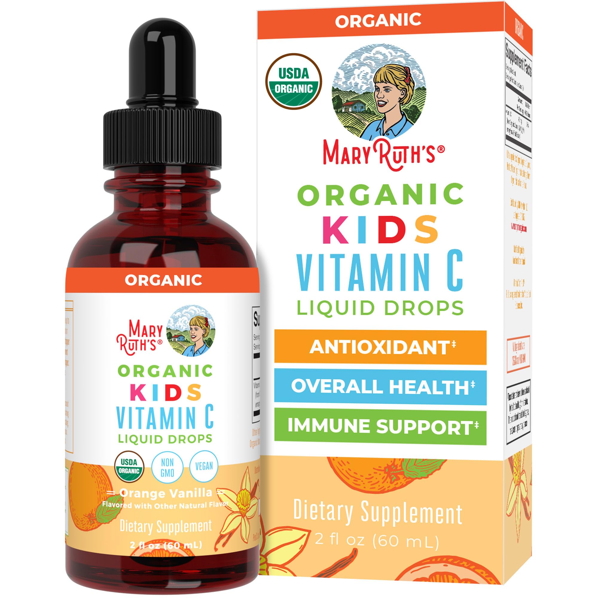 MaryRuth Organics USDA Kids Vitamin C Drops | Vegan Immune Support Supplement for Ages 4-13 | Immune Support & Overall Health | Vitamin C from Organic Acerola Fruit Extract | 2oz MARYRUTH'S uk supplements