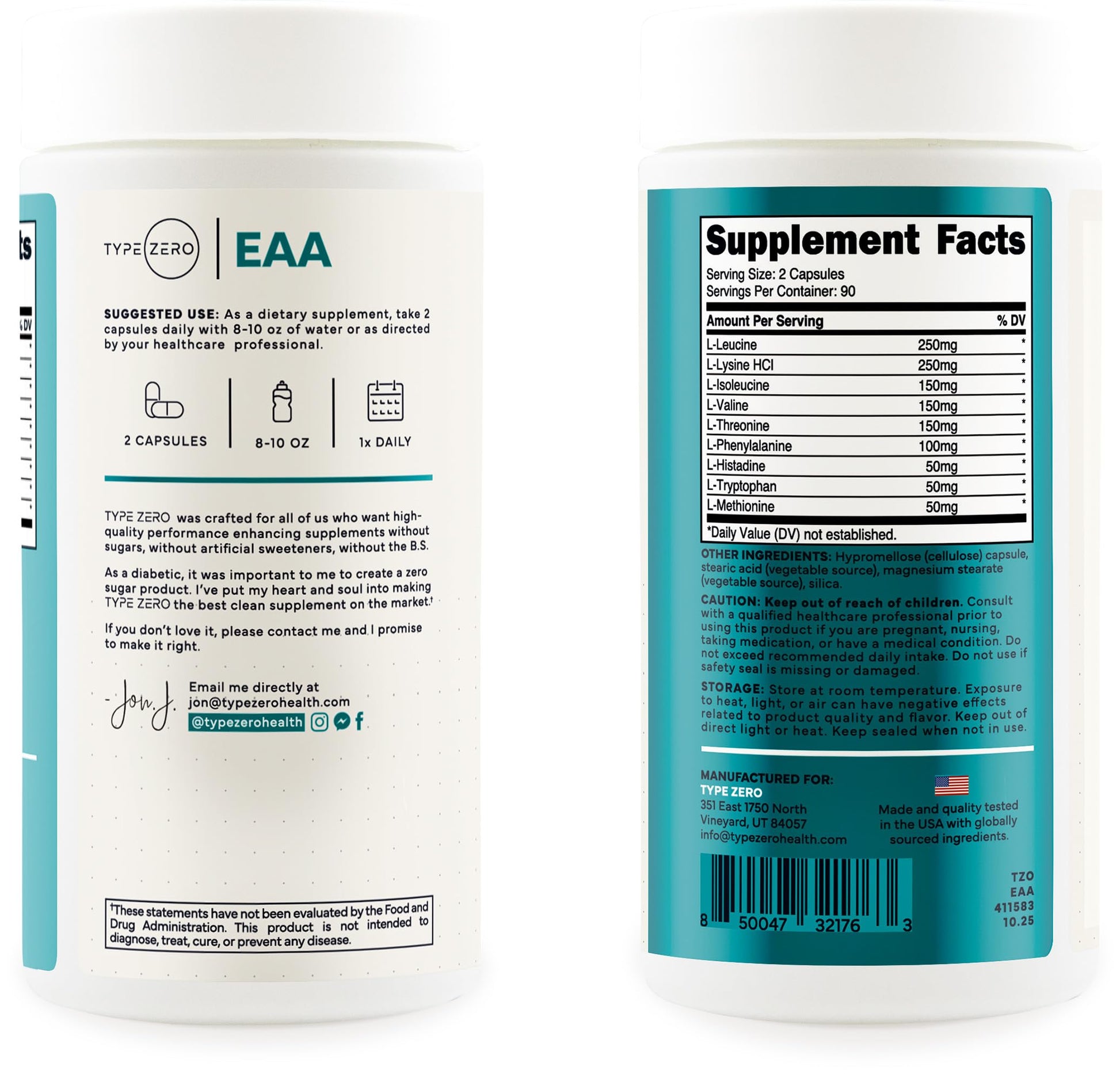 Type Zero Clean EAA Capsules (1,200mg per Serving), Essential Amino Acids Supplement with 9 EAAs, 180 Capsules, 90 Servings Type Zero uk supplements