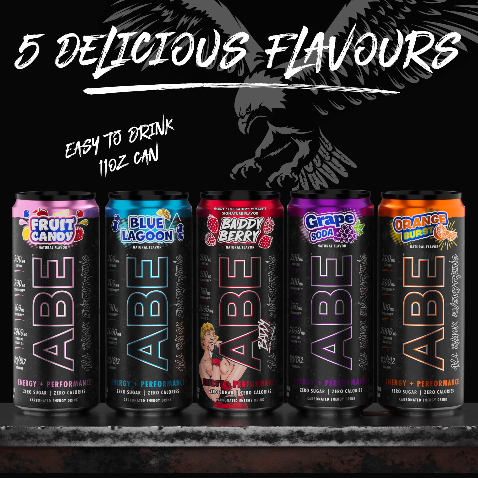ABE Energy + Performance Sugar Free Energy Drink - All Black Everything Drink ABE all black everything uk supplements