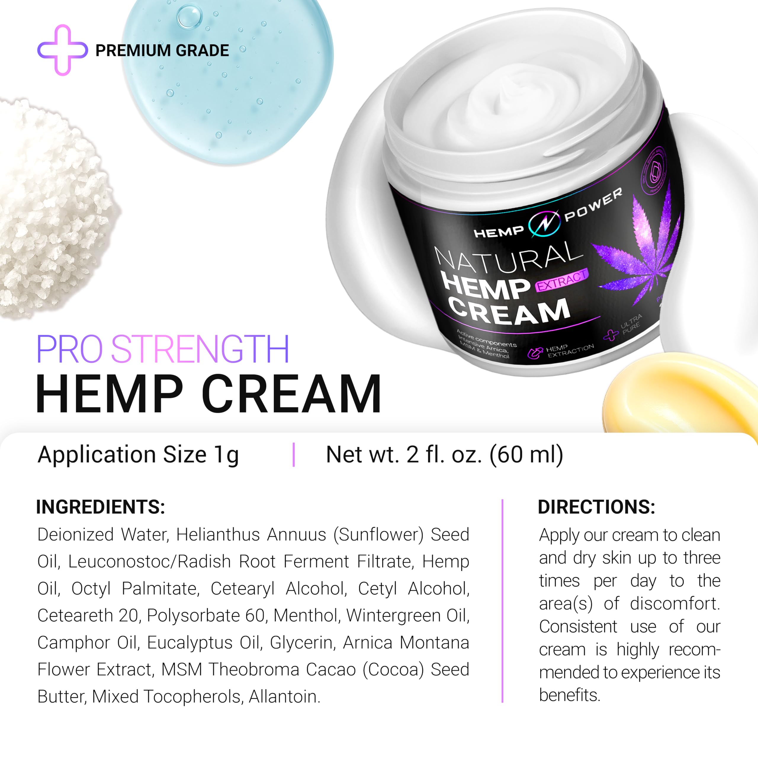 Hemp Power Joint Muscle Relief Cream, with Hemp, Menthol, MSM Arnica, Support Your Back, Muscles, Joints, Neck, Shoulder, Knee, Nerves - 2 Fl Oz. HEMP POWER uk supplements