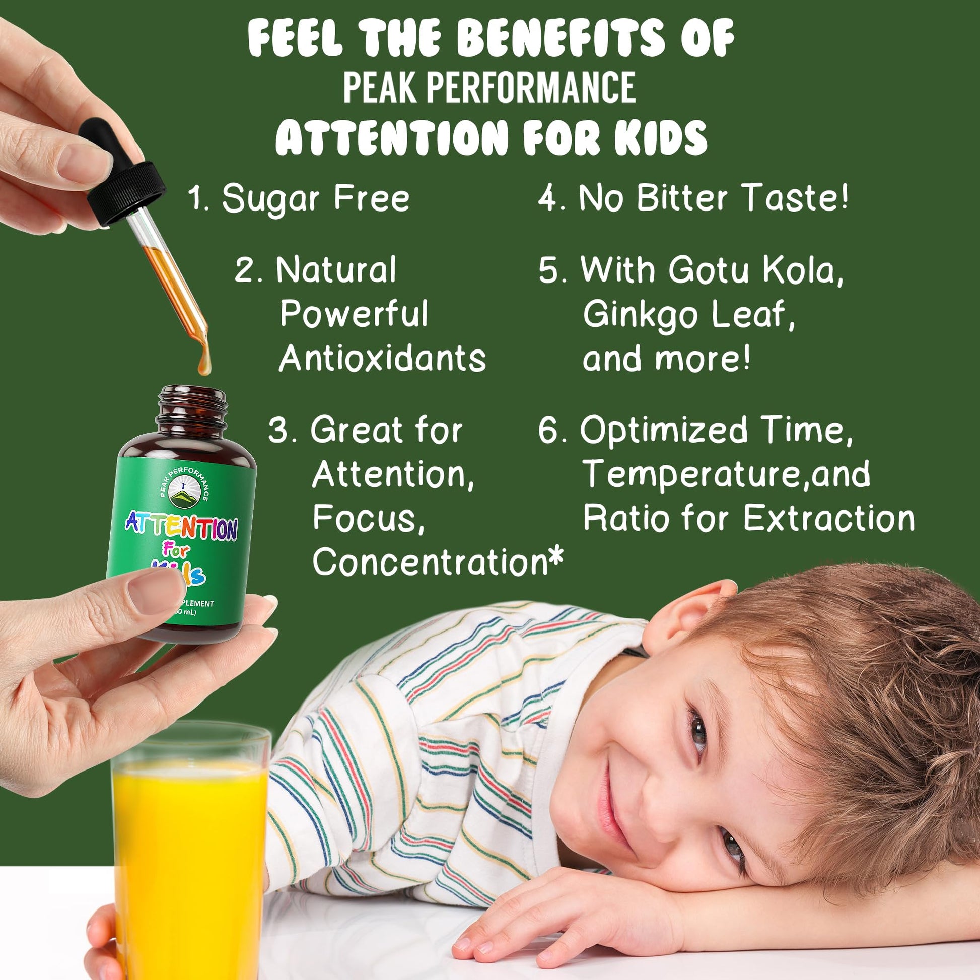 Kids Focus Drops. Attention Deficit Liquid Supplement for Concentration, Attention, Brain, Memory. No Bitter Taste. Natural Non-Habit Forming Sugar Free 7-in-1 Vegan Nootropic for Children, Teenagers Peak Performance uk supplements
