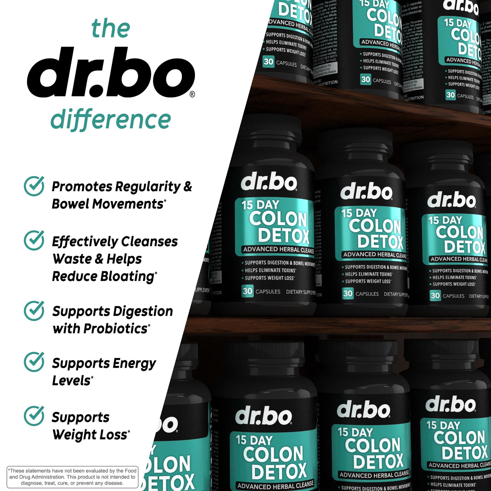 Colon Cleanser Detox for Weight Flush - 15 Day Intestinal Cleanse Pills & Probiotic - Fast Natural Laxative for Constipation Relief - Bowel Movement Supplements for Stomach Bloating, Gut Loss Support DR. BO uk supplements