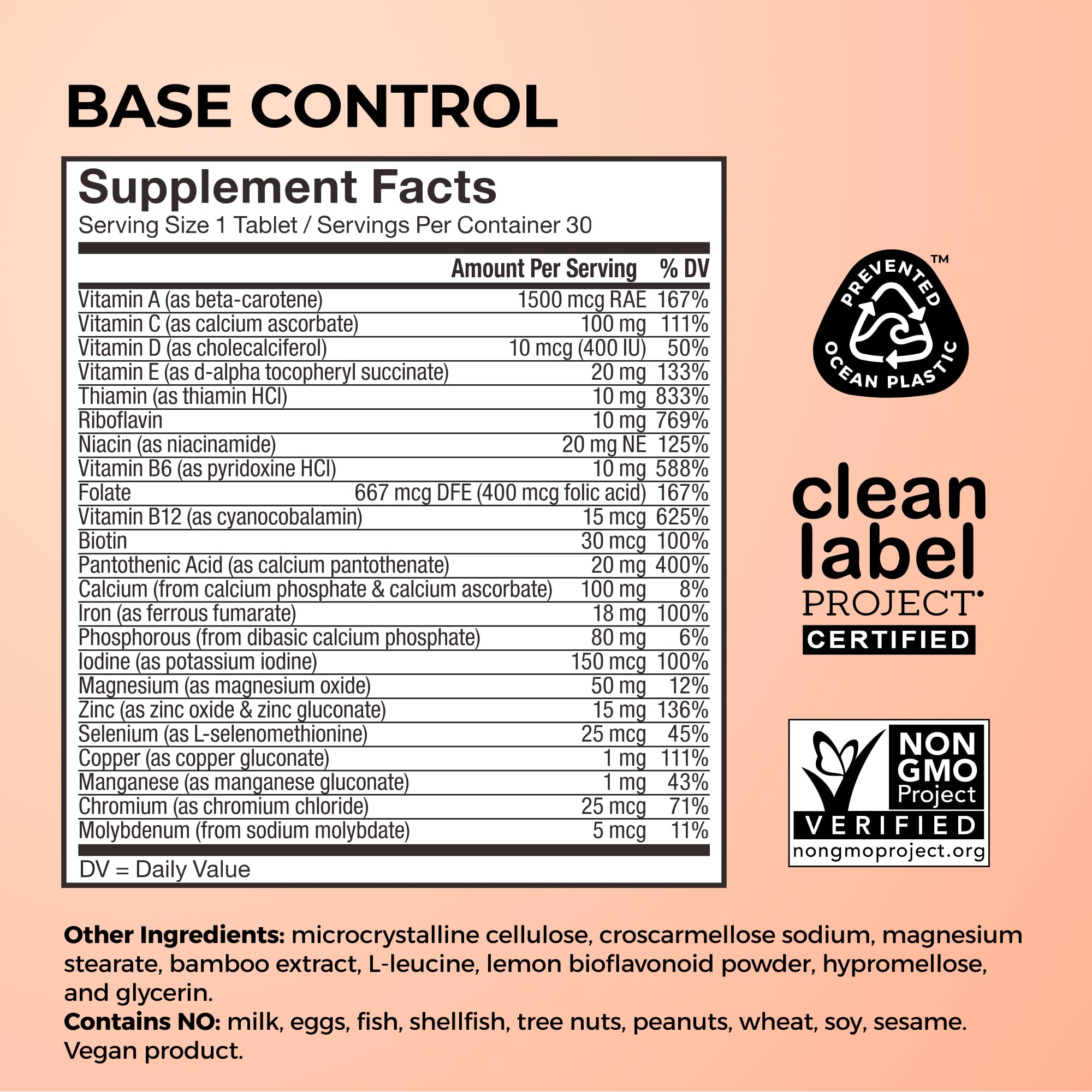 HUM Base Control Multivitamin for Women with Vitamin C, Iron, Biotin, Zinc, B Complex, Daily Women's Multivitamin, 22 Essential Vitamins & Minerals HUM uk supplements