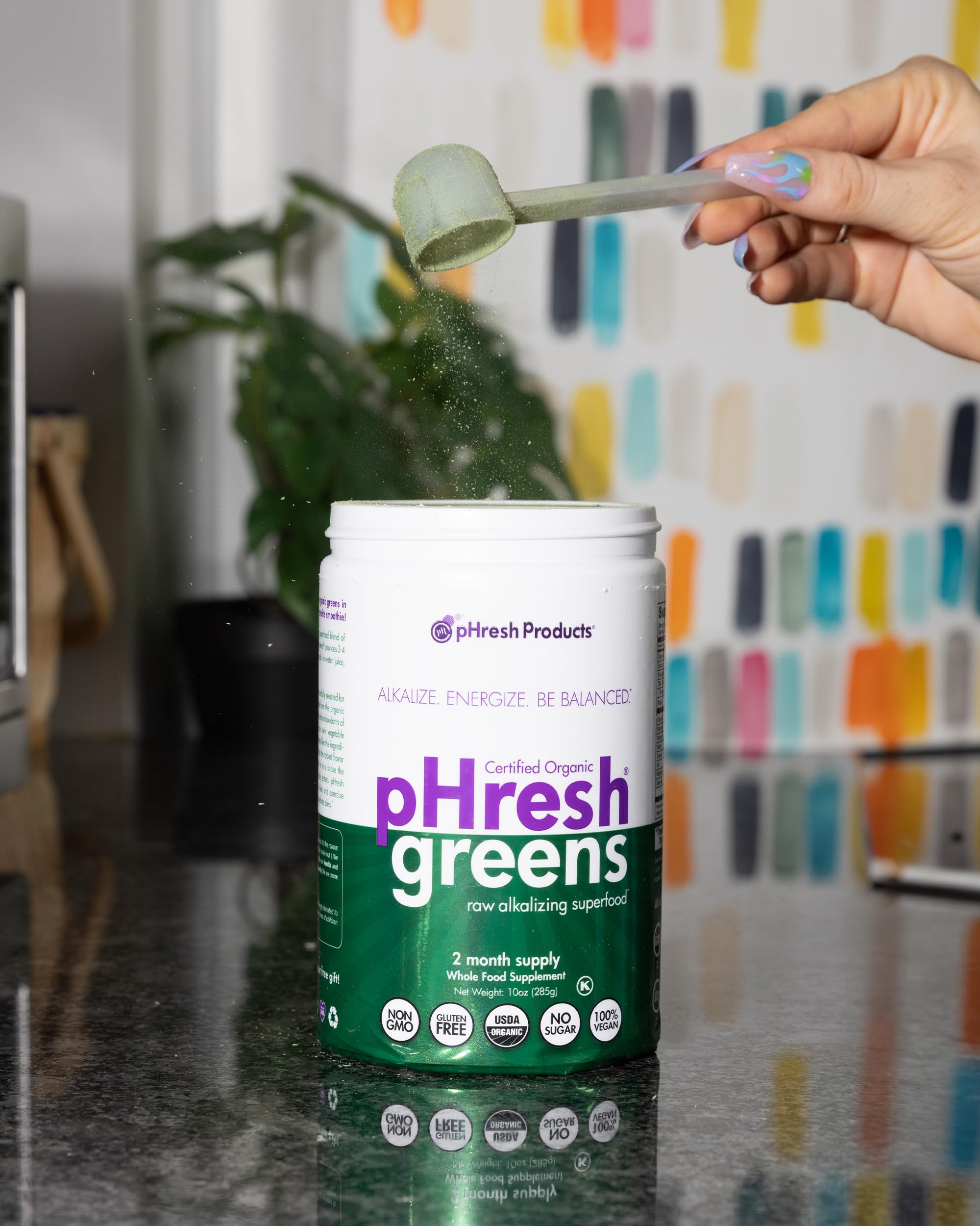 pHresh - Greens Raw Alkalizing Superfood Greens Powder - 2 Month Supply - Vegan, Kosher, Gluten Free - Natural Enzymes, Nutrients - Approved for Intermittent Fasting - 10 oz Phresh Products uk supplements