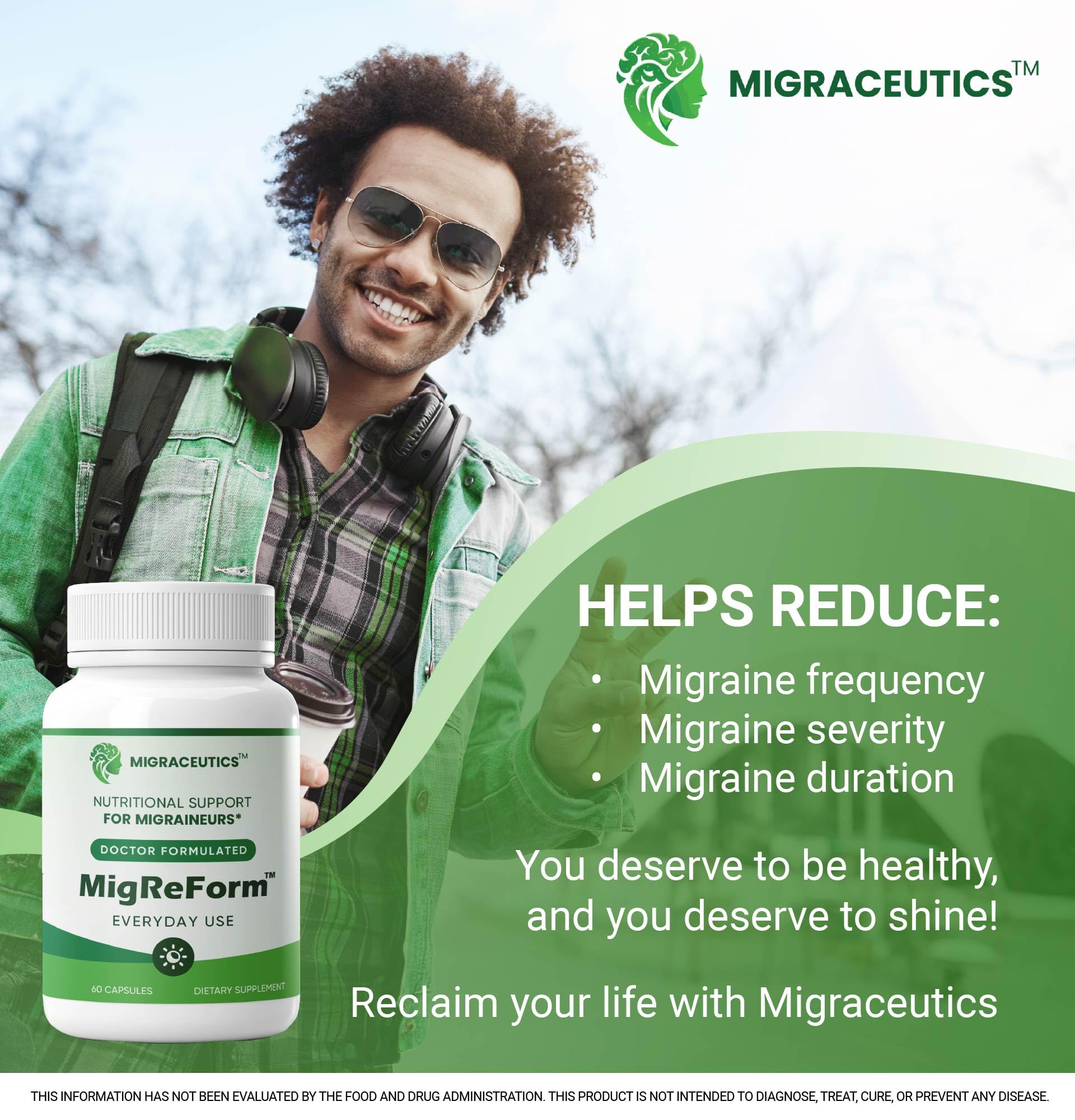 MigReForm – Doctor Formulated Nutritional Supplement and Migraine Wellness Support - Natural Migraine Health Formula with Magnesium, Vitamin B2 & CoQ10-60 Capsules for Women & Men Migraceutics uk supplements