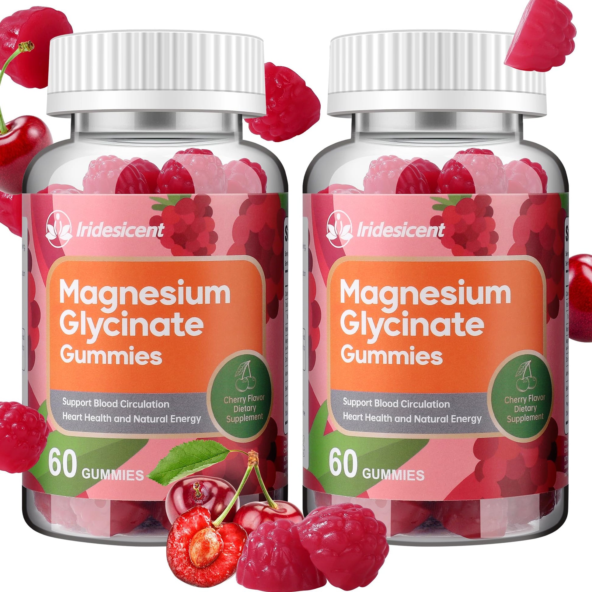 IRIDESICENT Magnesium Glycinate Gummies 400mg, Sugar Free Magnesium Supplement w/Ashwagandha, Zinc, Vegan Magnesium Glycinate Supplement for Adults - 120 Cherry Gummies IRIDESICENT uk supplements