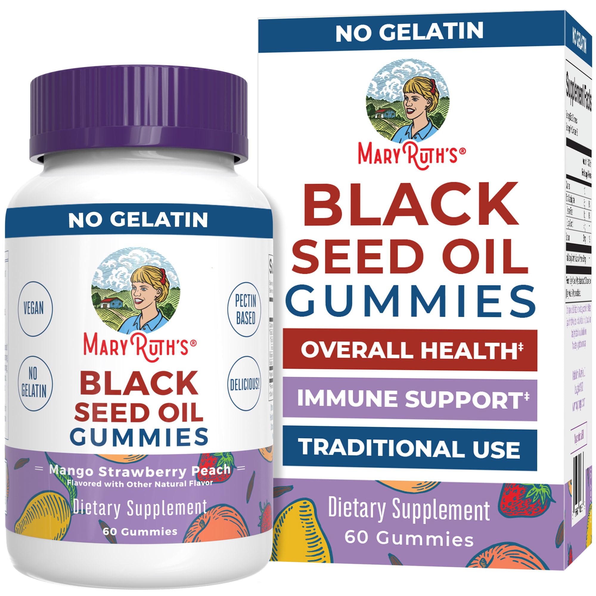 MaryRuth Organics Black Seed Oil Gummies | Black Cumin Seed Oil Supplement | Traditionally Used for Immune Support & Cardiovascular Health | Vegan | No Gelatin | Pectin Based | 60 Gummies MARYRUTH'S uk supplements
