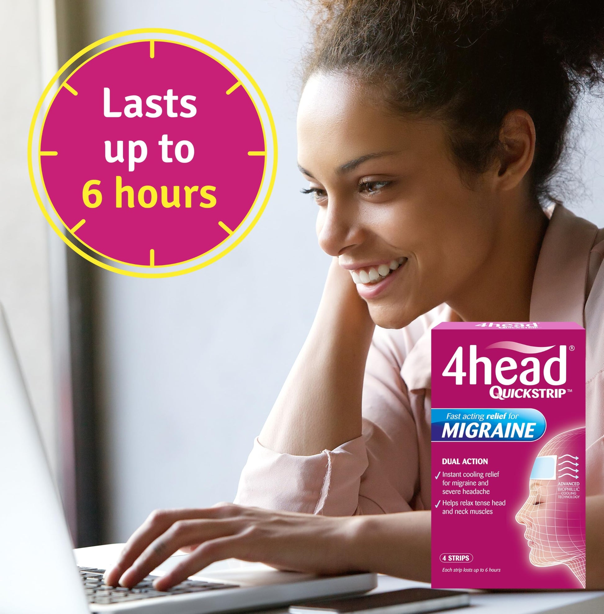 4Head Quickstrip Headache and Migraine Relief Strips - Pack of 4 4 Head uk supplements