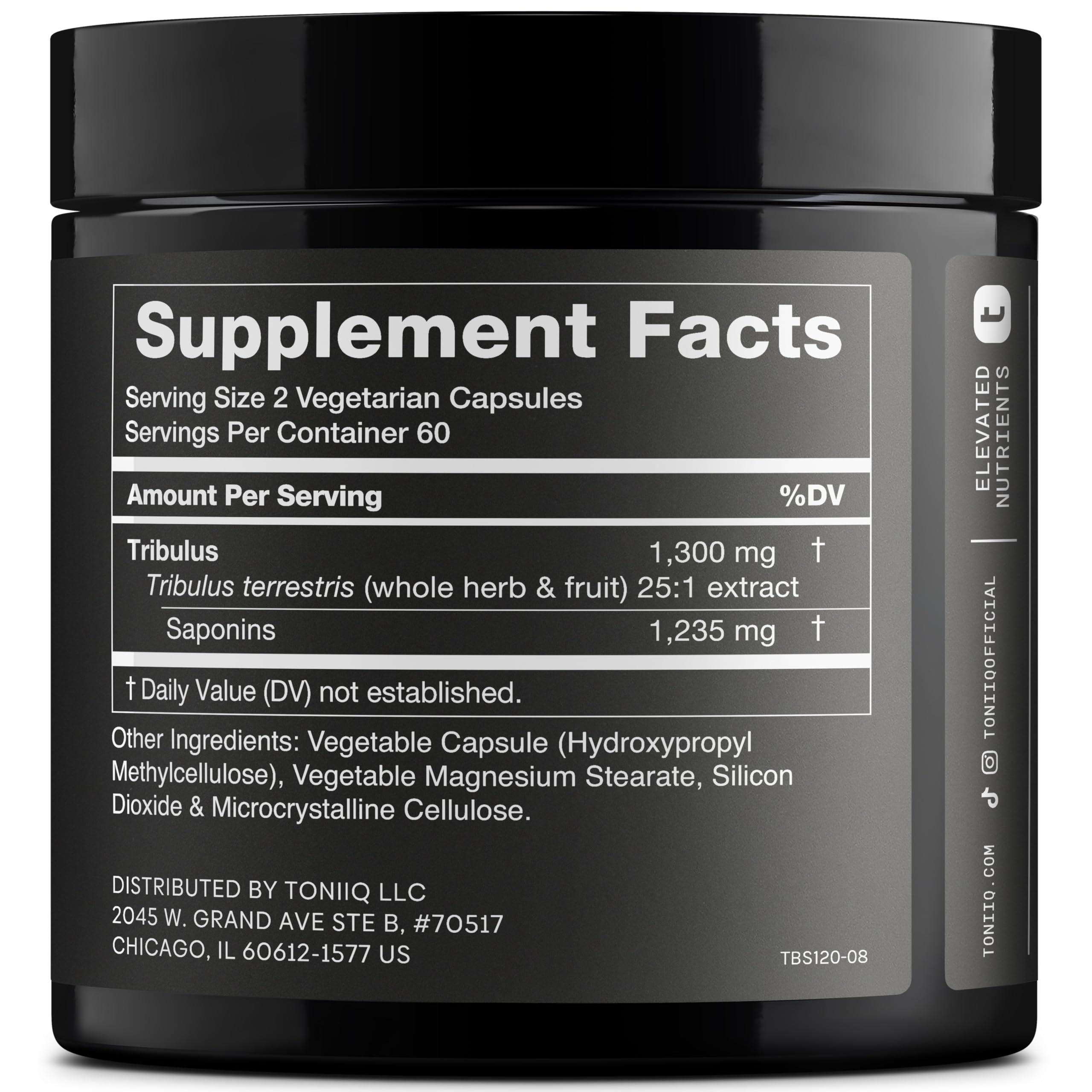 Toniiq Tribulus Terrestris for Men - Ultra High Potency 25:1 Extract with 95% Saponins - 1300mg Pure & Concentrated Formula - Third-Party Lab Tested for Purity & Quality - 120 Capsules Toniiq uk supplements