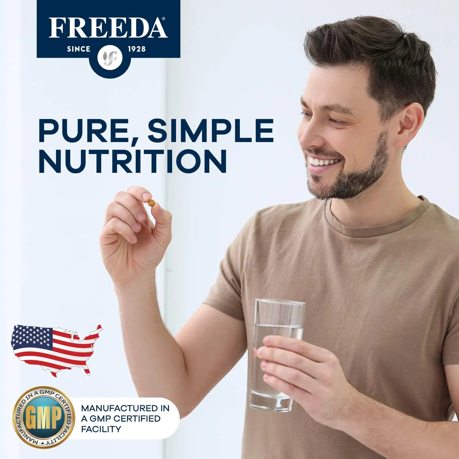 Freedavite Tiny Tablet - Moderate Multivitamin for Men and Women - Pure Vitamin A, C, D, E, B1, B2, B6, B12, Biotin, Calcium, Zinc, Iron, Magnesium FREEDA uk supplements