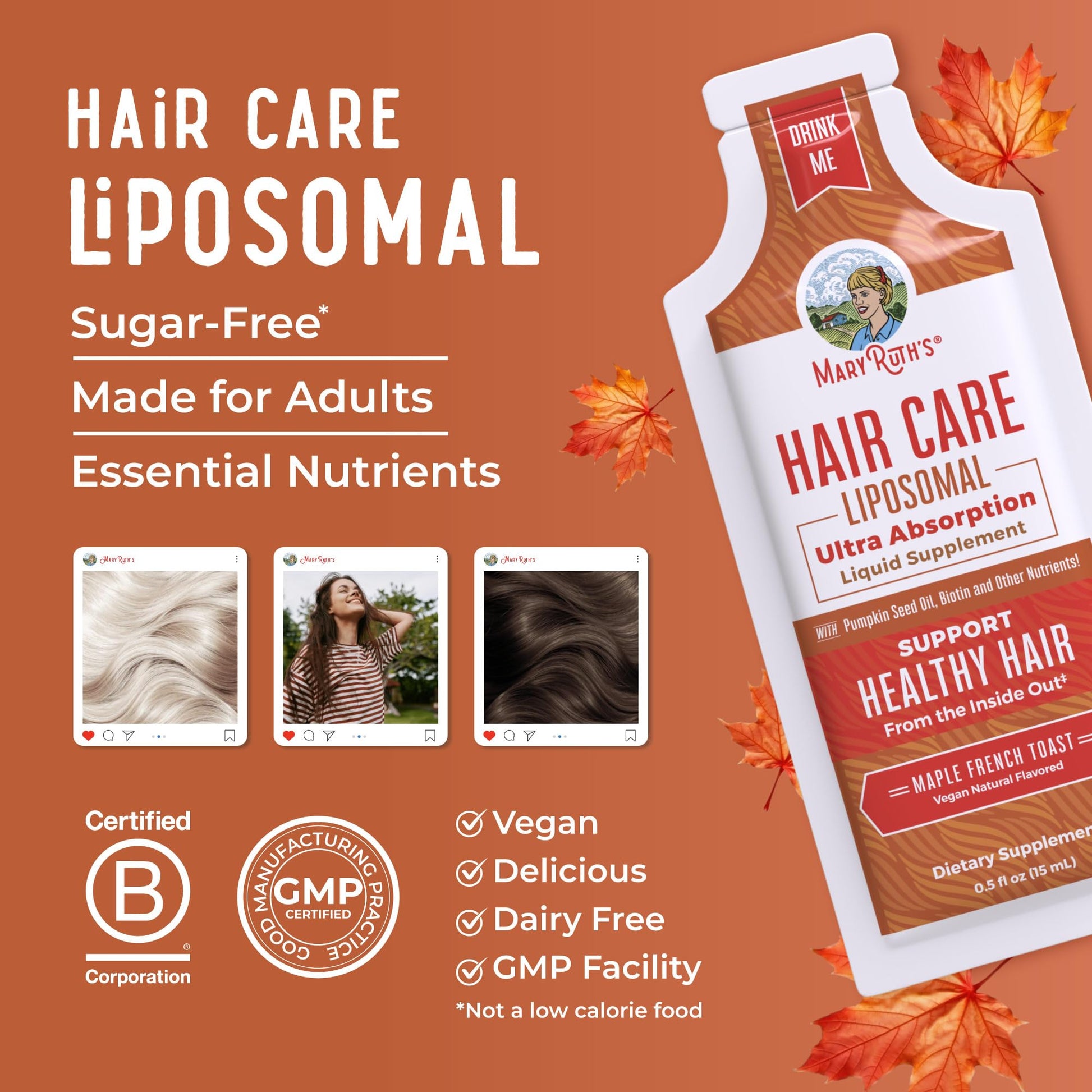 MaryRuth Organics Hair Growth Vitamins, Sugar & Gluten Free, Liquid Hair Vitamins with Vitamin D3, Vitamin E Biotin Hyaluronic Acid, Selenium for Hair & Skin Care Vegan, Non-GMO, 14-0.5 Fl Oz Pouches MARYRUTH'S uk supplements