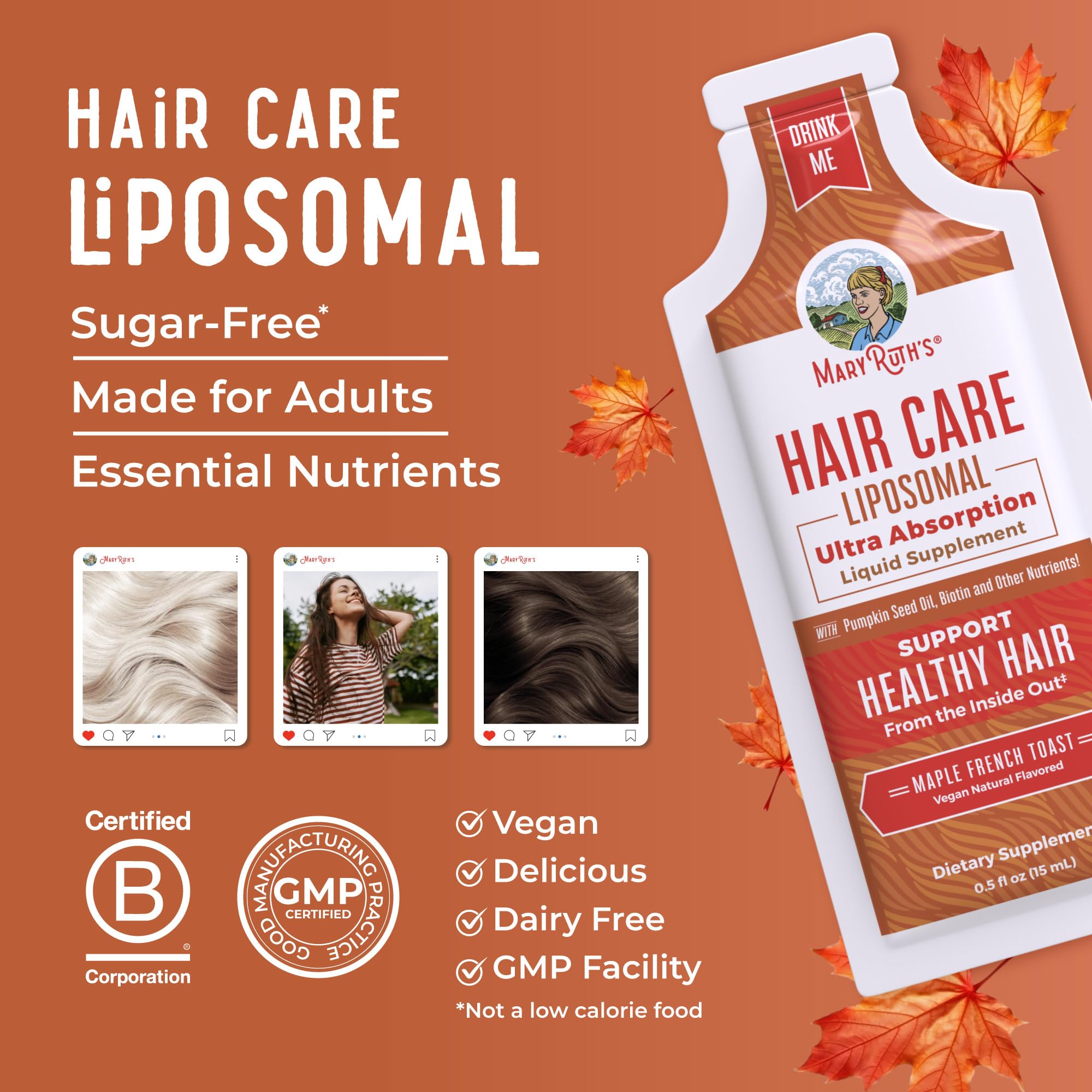 MaryRuth Organics Hair Growth Vitamins, Sugar & Gluten Free, Liquid Hair Vitamins with Vitamin D3, Vitamin E Biotin Hyaluronic Acid, Selenium for Hair & Skin Care Vegan, Non-GMO, 14-0.5 Fl Oz Pouches MARYRUTH'S uk supplements