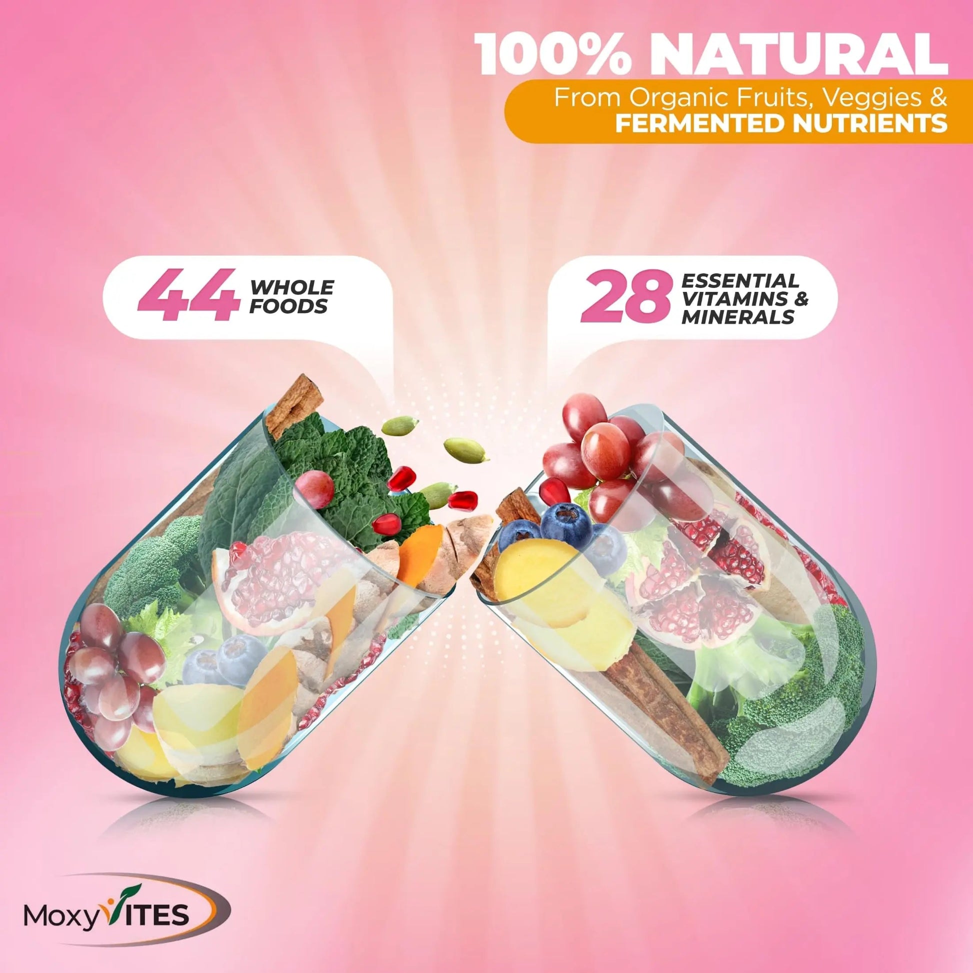 Methylated Multivitamin for Women with Iron - Womens Multivitamin with 44 Organic Whole Food & Fermented Nutrients MoxyVites uk supplements