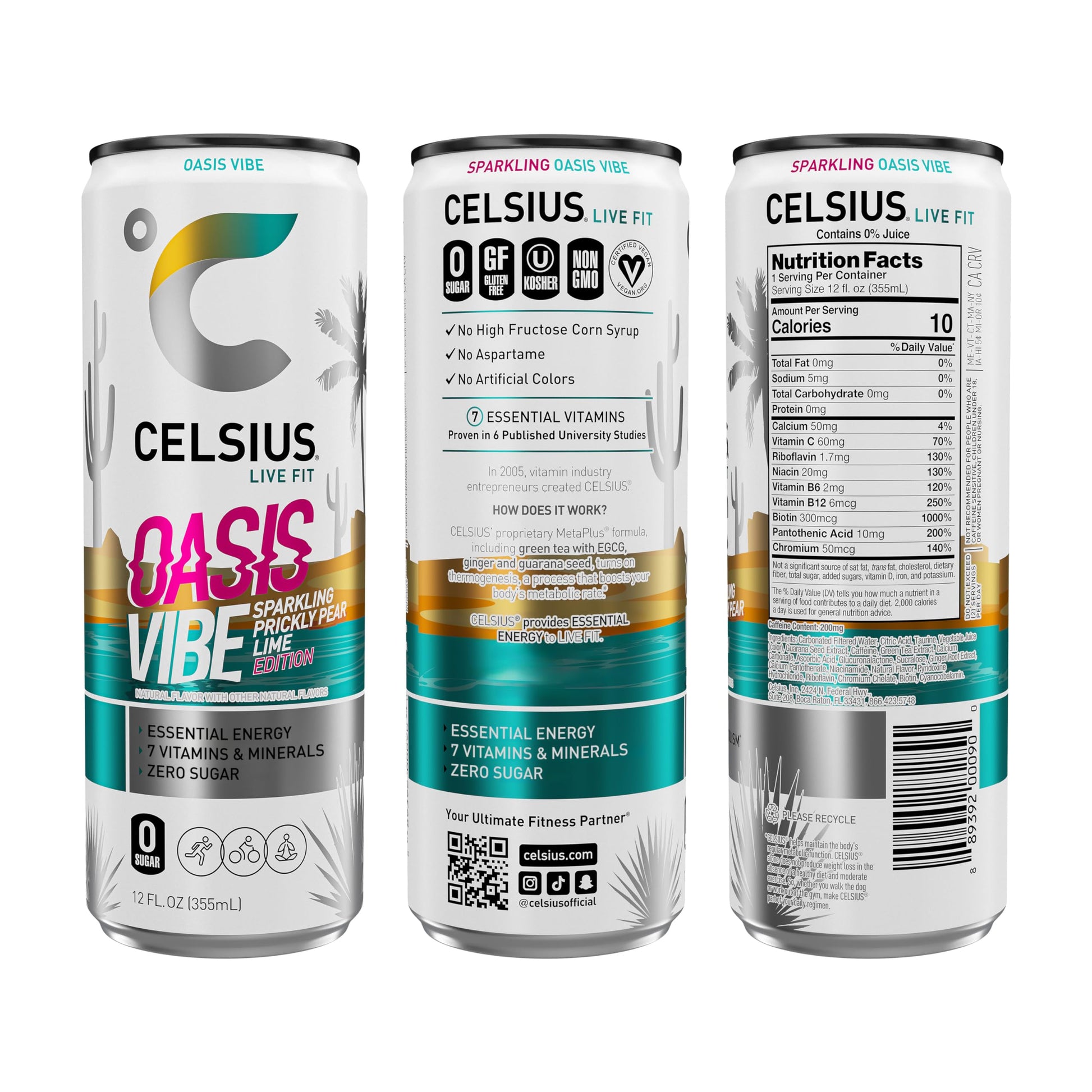 CELSIUS Sparkling Oasis Vibe, Functional Essential Energy Drink, 12 Fl Oz (Pack of 12) CELSIUS uk supplements