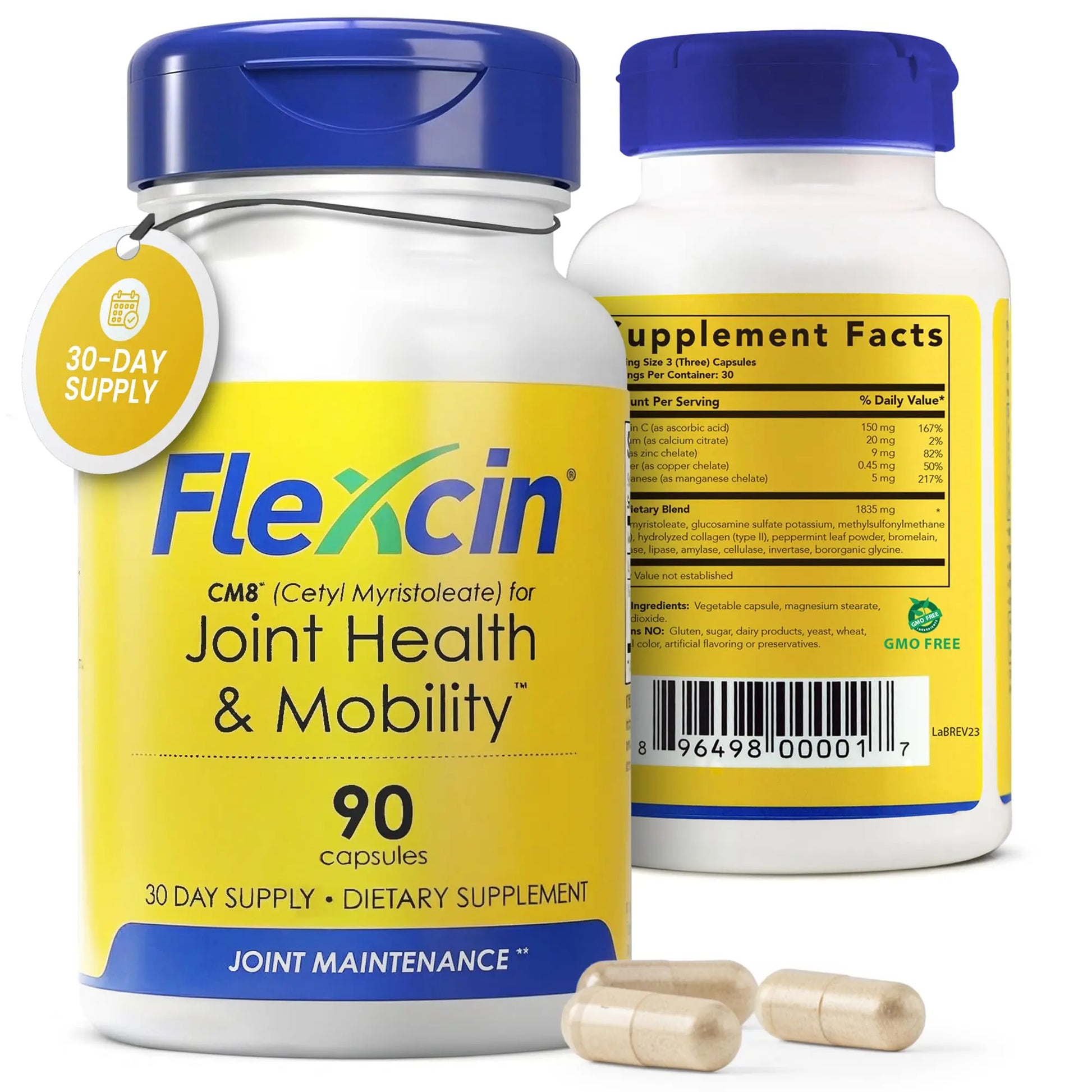 Flexcin Joint Health & Mobility Formula with CM8 (Cetyl Myristoleate) - Joint Supplements for Men and Women with Glucosamine, MSM, Collagen Type II - 90 Capsules Flexcin uk supplements