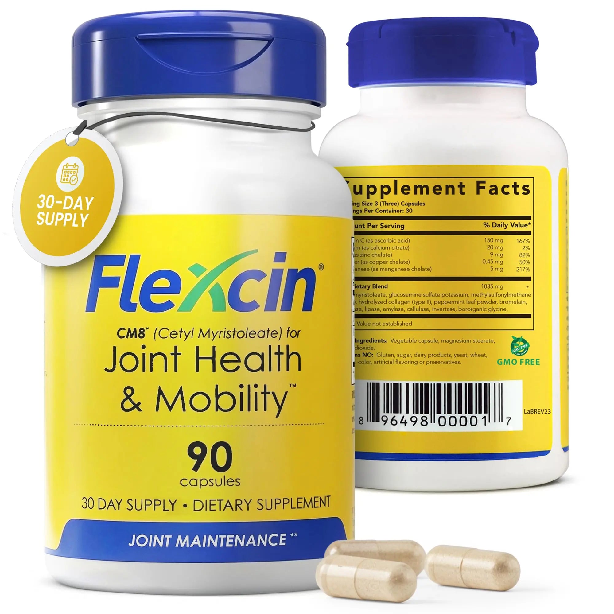 Flexcin Joint Health & Mobility Formula with CM8 (Cetyl Myristoleate) - Joint Supplements for Men and Women with Glucosamine, MSM, Collagen Type II - 90 Capsules Flexcin uk supplements