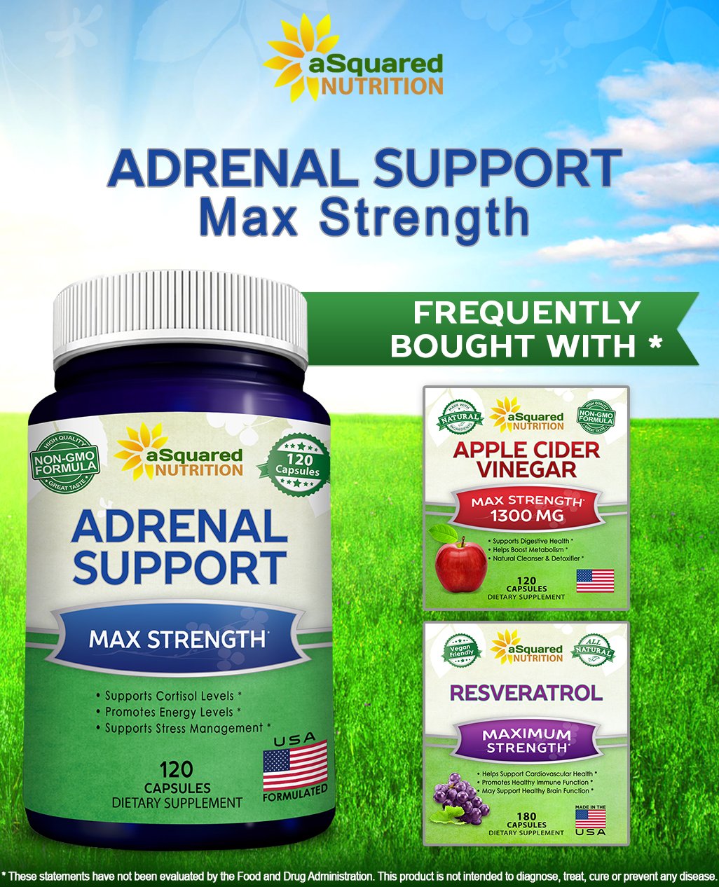 aSquared Nutrition Adrenal Support & Cortisol Manager Supplement (120 Capsules)-Adrenal Health w/Vitamin C Complex Pills to Support Fatigue & Stress Relief-Ashwagandha, L-Tyrosine, Rhodiola & Ginseng aSquared Nutrition uk supplements