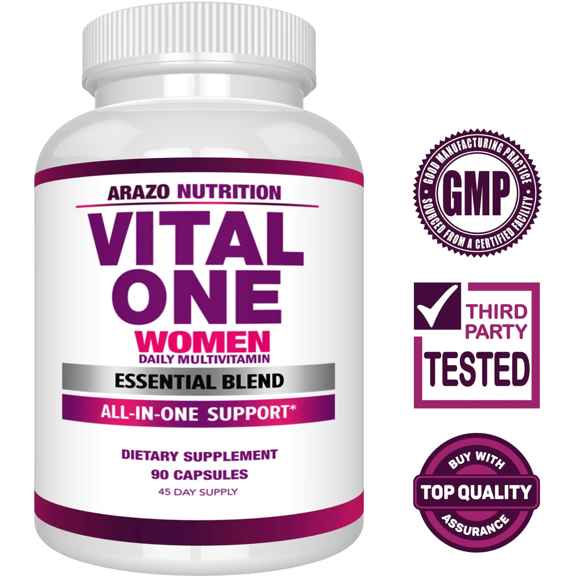 Arazo Nutrition Vital One Multivitamin for Women - Daily Wholefood Supplement - 90 Vegan Capsules Arazo Nutrition uk supplements