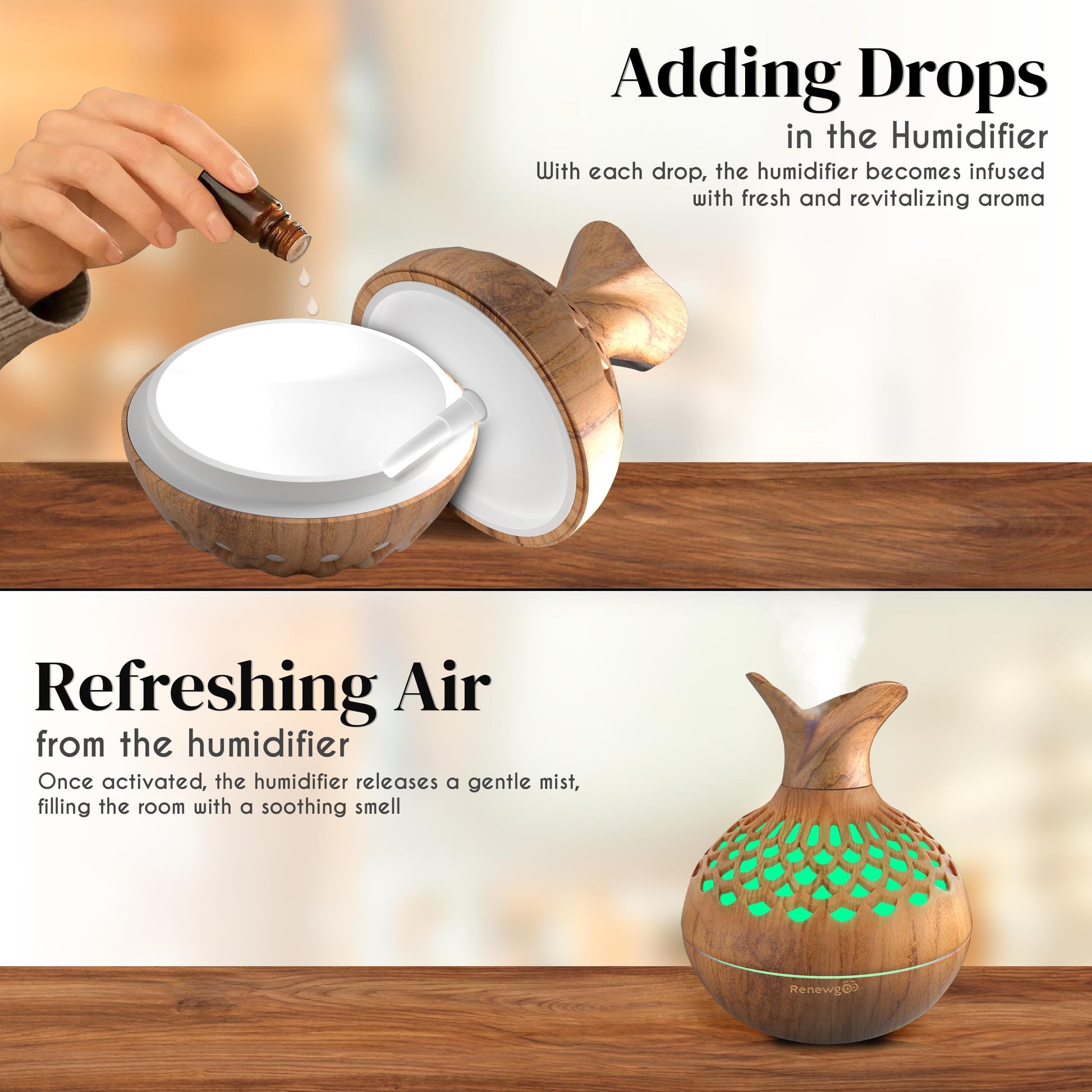 Aroma Diffuser for Essential Oils, Ultrasonic Aromatherapy Flower Oil Diffuser, Modern Cool Mist Renewgoo uk supplements
