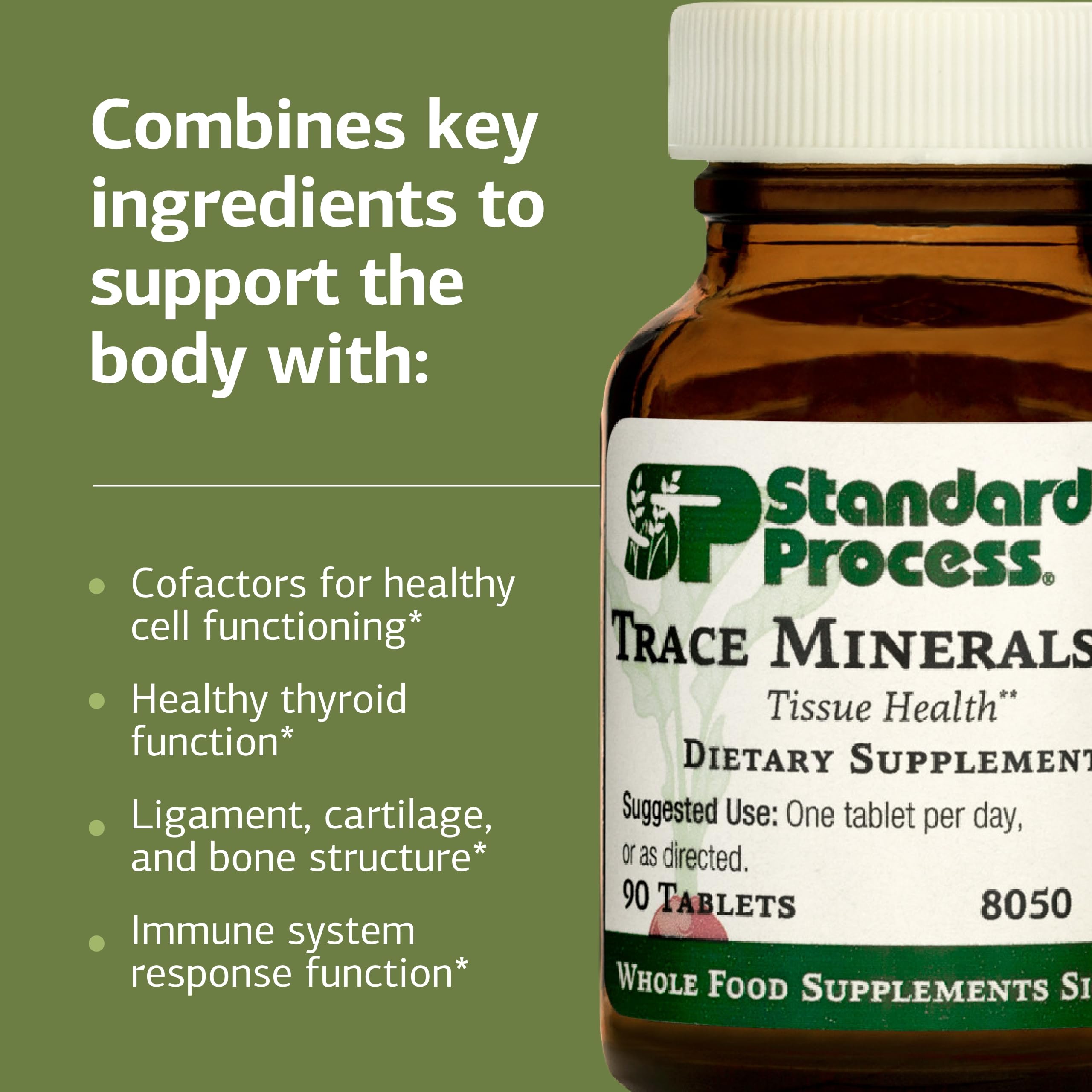 Standard Process Trace Minerals-B12 - Thyroid & Cell Functioning Support with Iodine, Zinc & Copper - Cartilage & Bone Health Aid - Non-Dairy & Non-Soy - 90 Tablets (90 Servings) Standard Process Inc. uk supplements