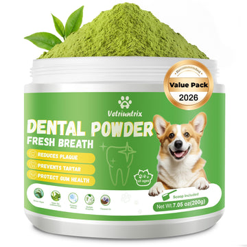 Vetriuntrix Dog Dental Powder, Dental Powder for Dogs Teeth Cleaning and Breath Fresh, Dog Teeth Cleaning Powder with Natural Plants Ingredients and Postbiotics, 200g Vetriuntrix uk supplements