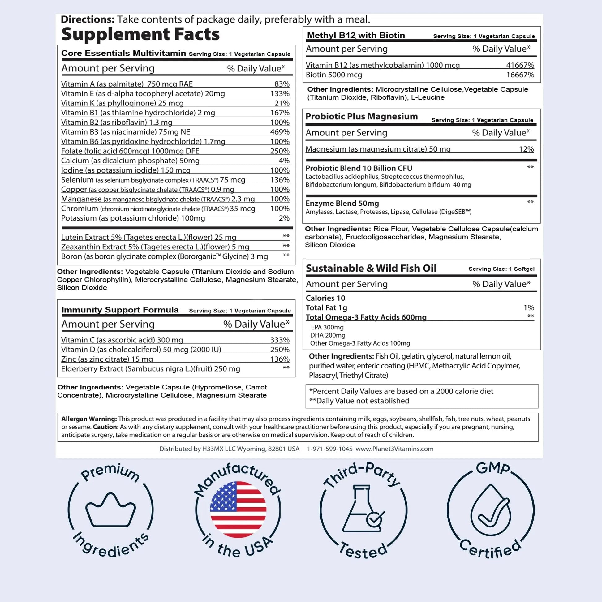 Daily Vitamin Packs for Men & Women – Immune, Energy & Heart Support with Vitamin D3, Omega-3, Probiotics, Methyl B12 & Vitamin C Planet 3 uk supplements