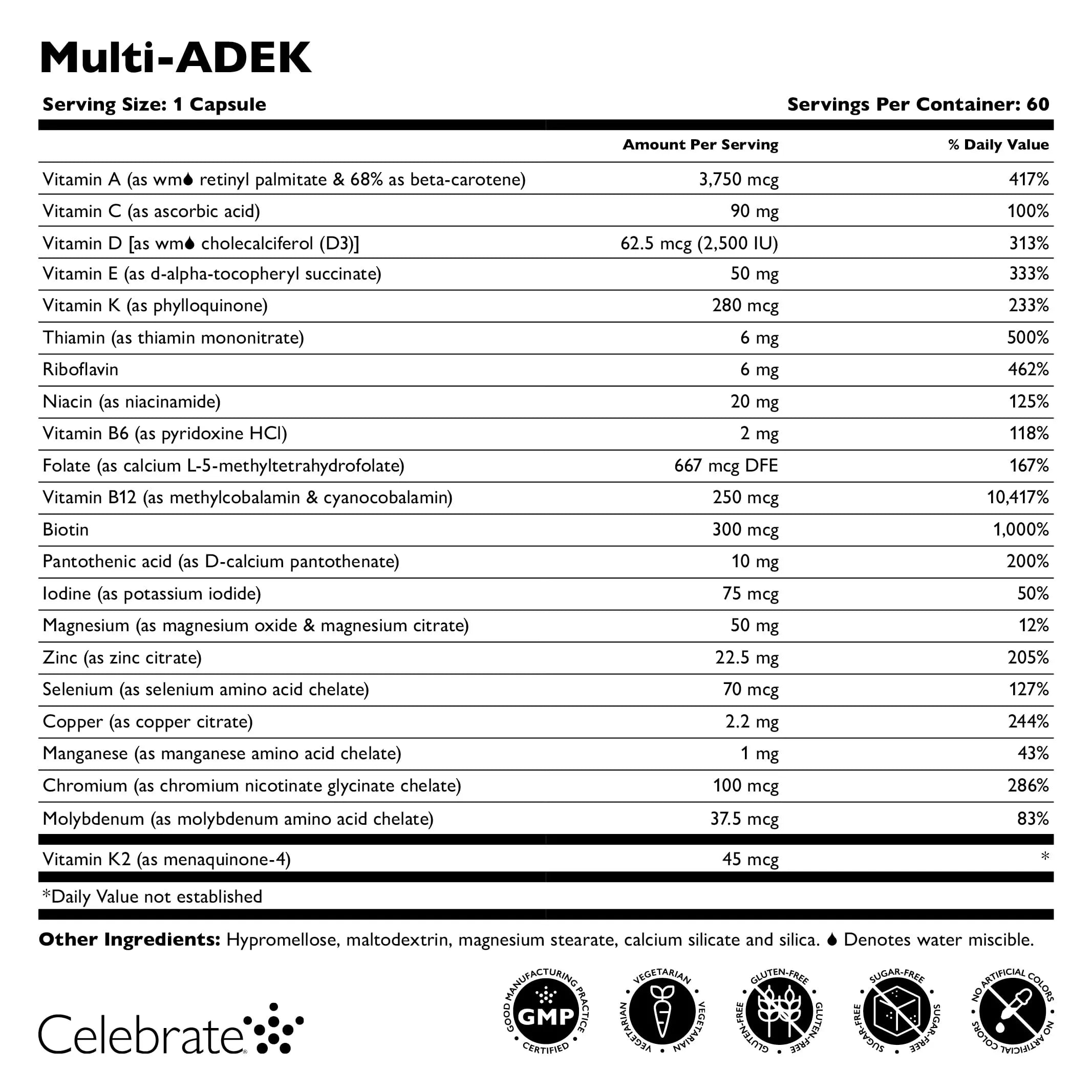 Celebrate Vitamins Multi ADEK, Iron Free – Daily Bariatric Multivitamin, High Level of Vitamins A, D, E, K & B12 Celebrate Bariatric Supplements uk supplements