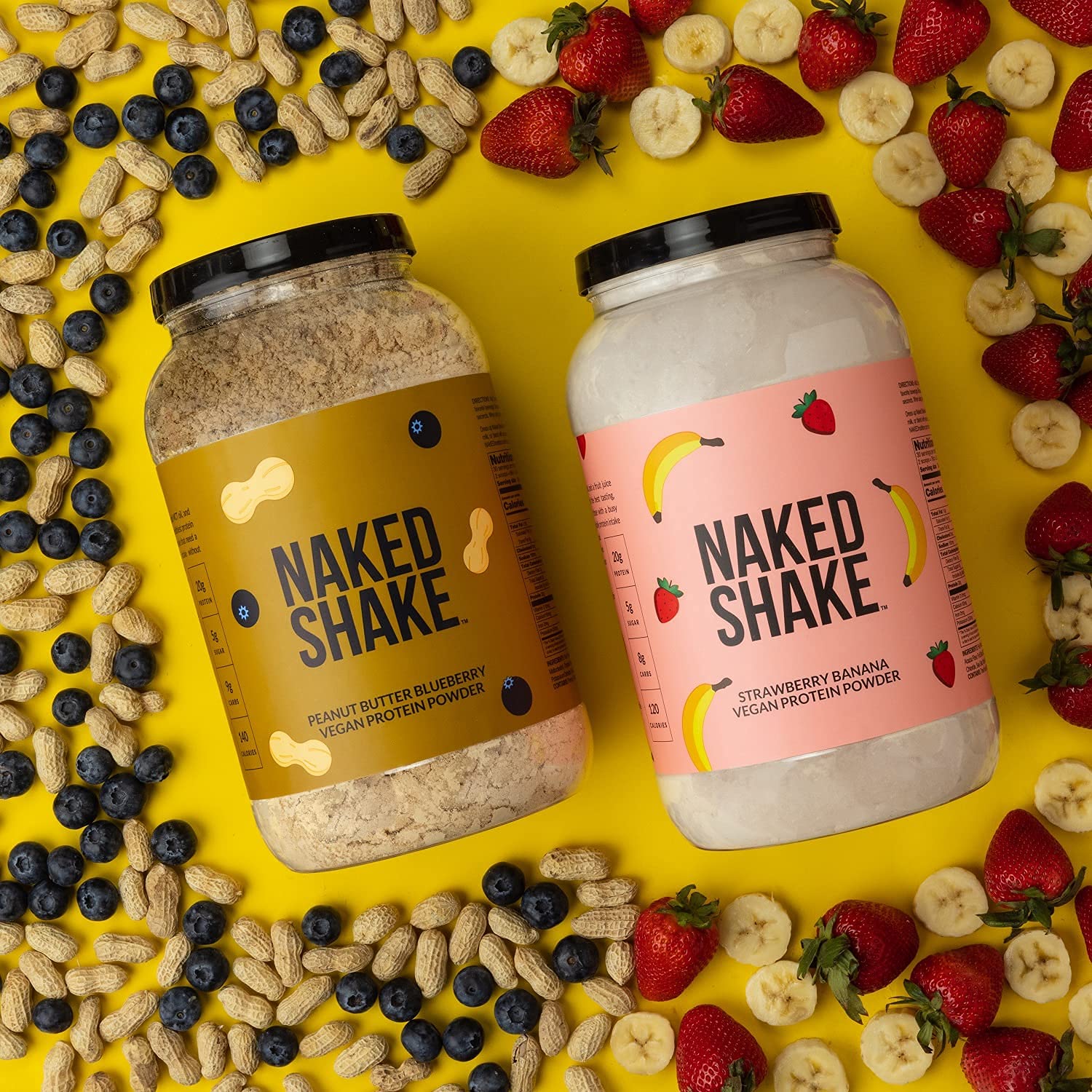 NAKED nutrition Naked Shake - Vegan Protein Powder, Strawberry Banana - Flavored Plant NAKED uk supplements