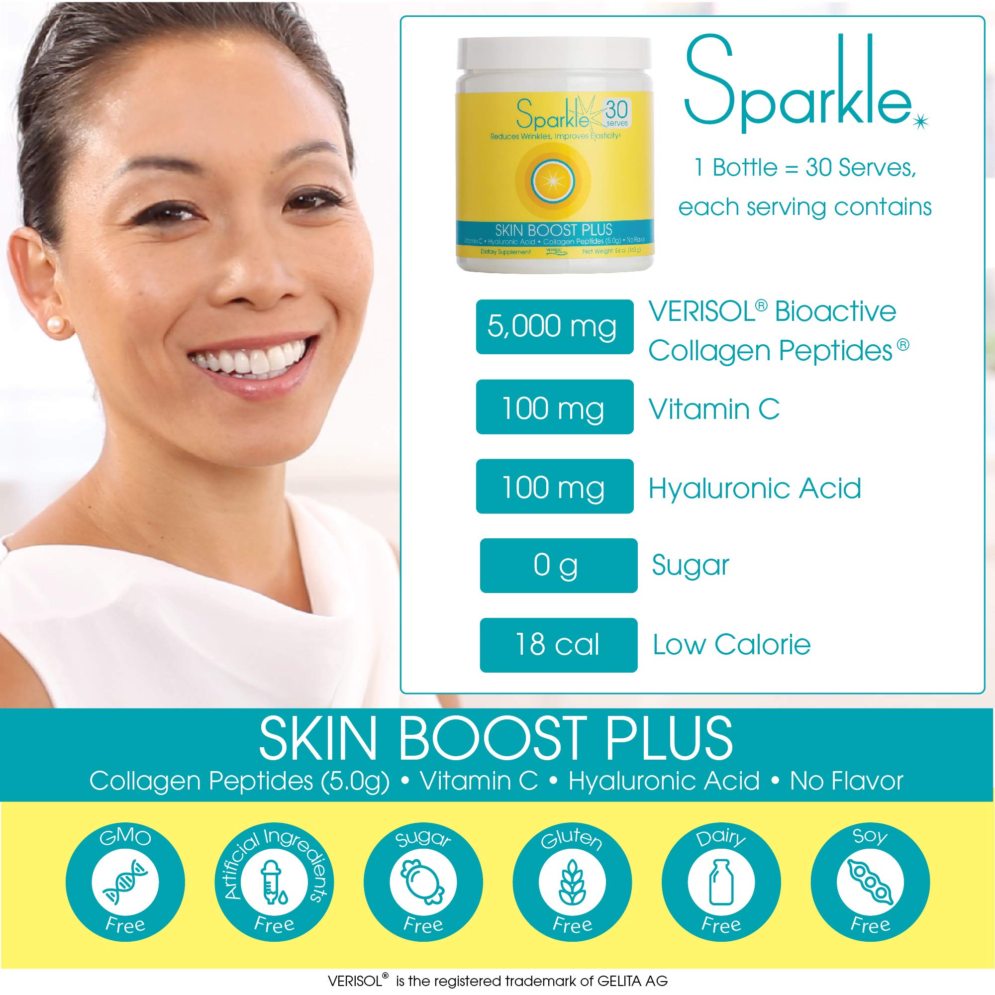 Hydrolyzed Collagen Powder - Sparkle Skin Boost Plus (No Flavor) [30-Serves] Verisol Pept Sparkle Collagen uk supplements