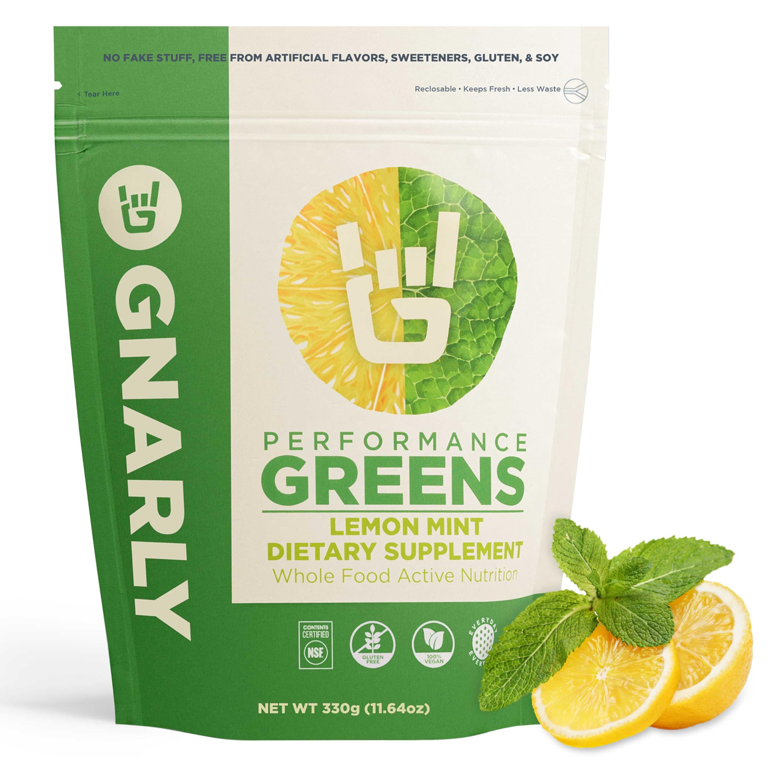 Gnarly Nutrition Greens Superfood Powder – Lemon Mint Performance Super Greens Powder – NSF Contents Certified – Organic, Probiotics & Essential Micronutrients - Lemon Mint, 11.64 oz Gnarly Nutrition uk supplements