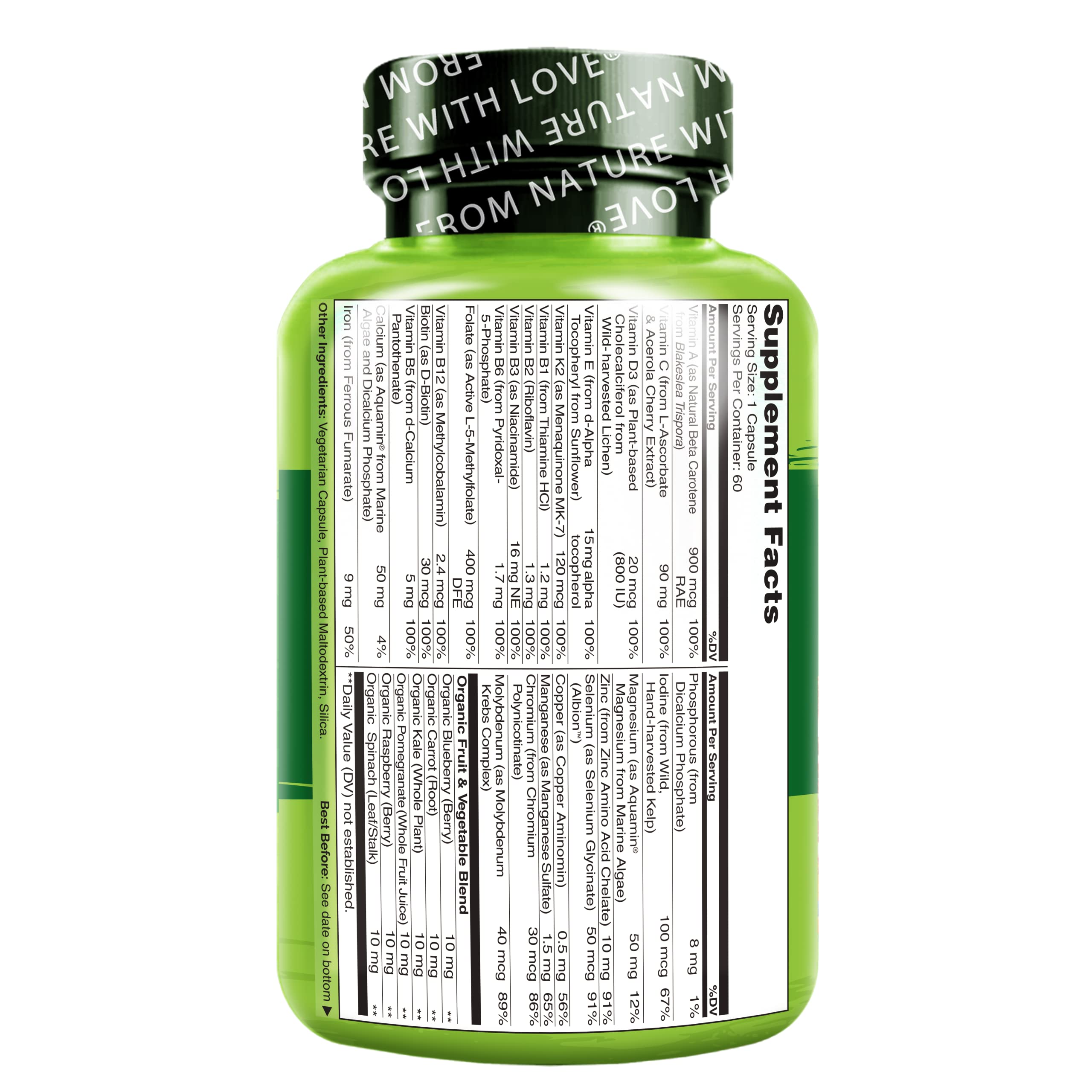 NATURELO One Daily Multivitamin for Women - Energy Support - Whole Food Supplement NATURELO uk supplements