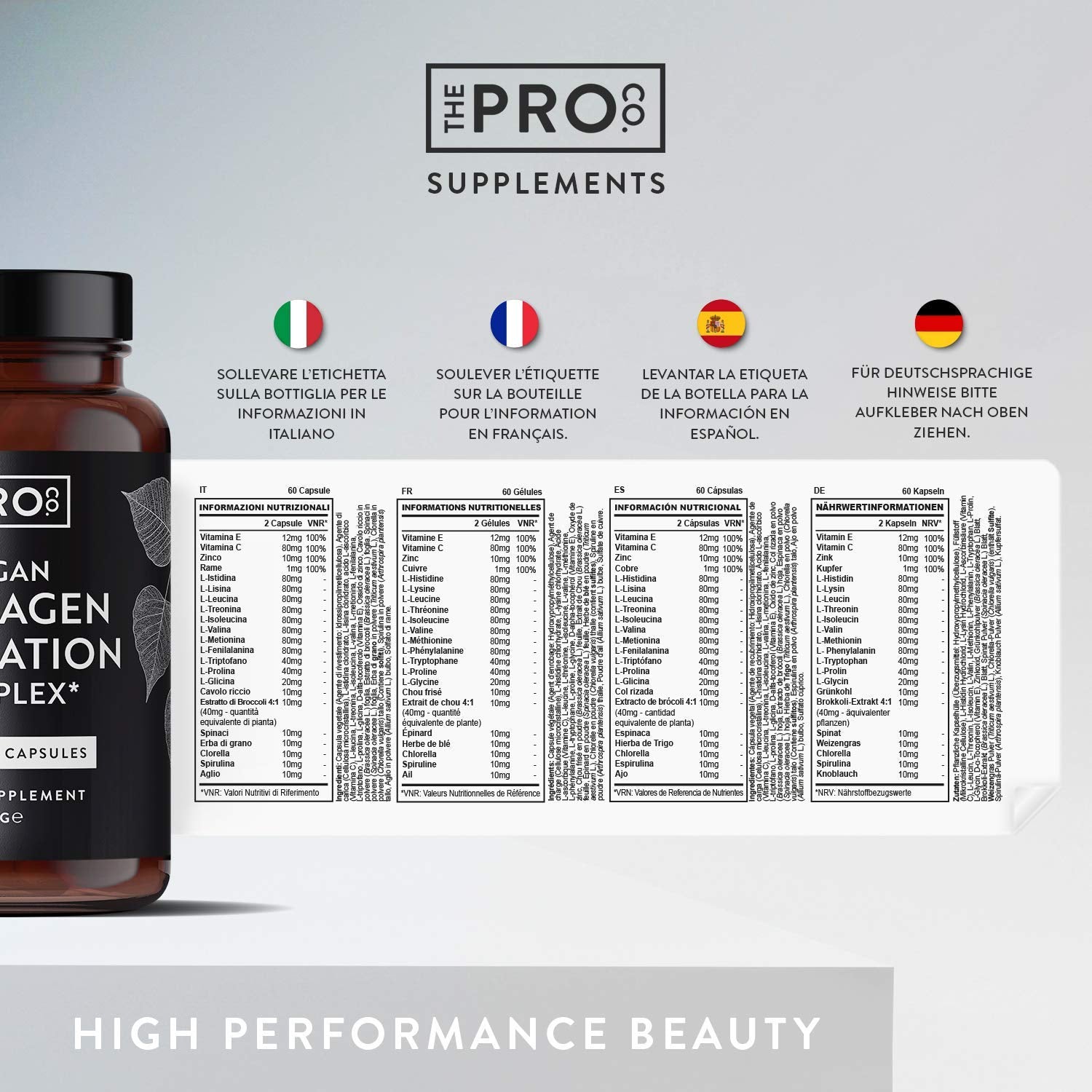 Premium Vegan Collagen Booster Supplement - Hair Skin & Nails Vitamins The Pro Co uk supplements