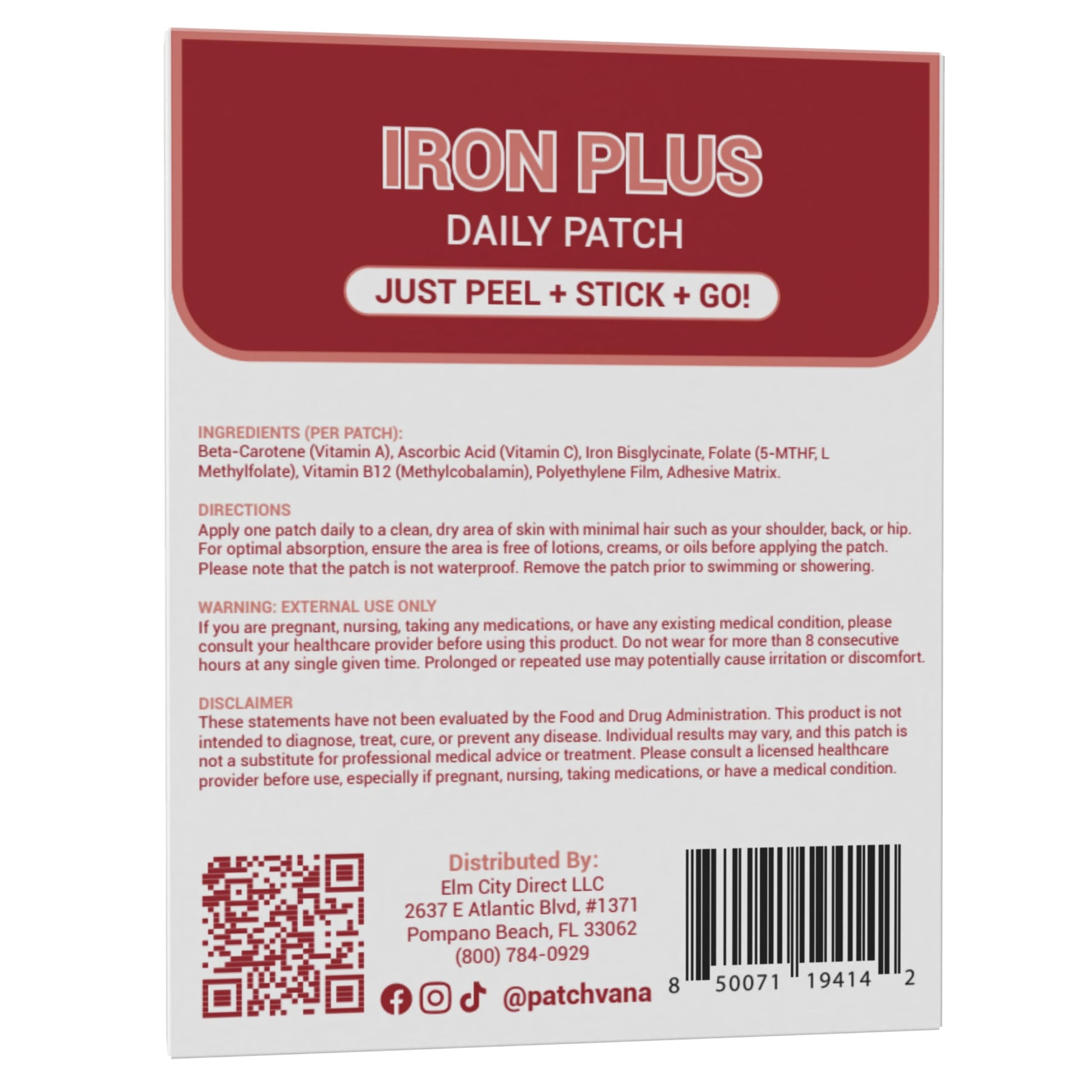Patchvana Iron Plus Patch for Women & Men, 1 Month Supply, 30 Patches Patchvana uk supplements
