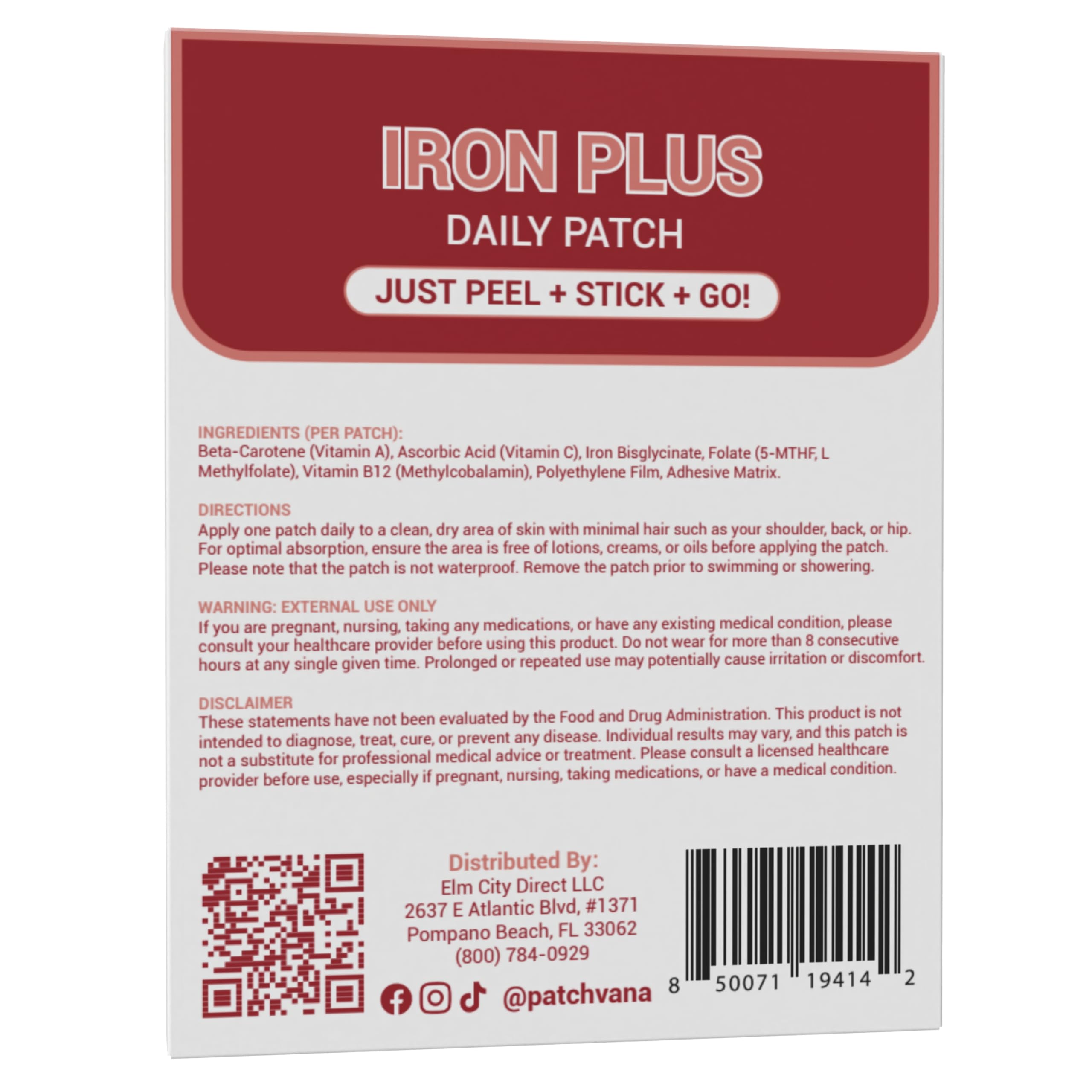 Patchvana Iron Plus Patch for Women & Men, 1 Month Supply, 30 Patches Patchvana uk supplements