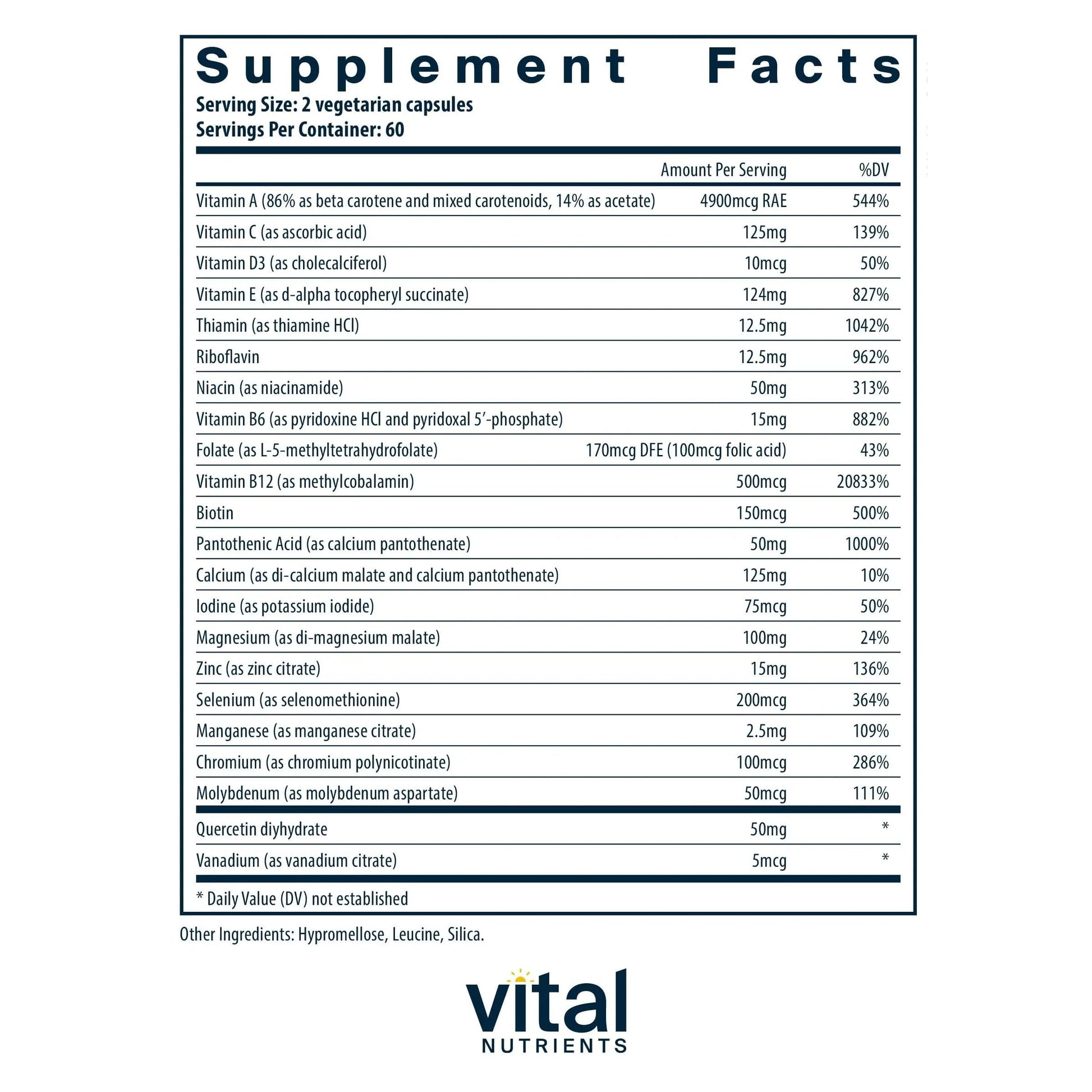 Vital Nutrients Multi-Nutrients 5 Ultra Antioxidant Formula | Boron, Copper, and Iron Free | Vegetarian Daily Multivitamin and Mineral Vital Nutrients uk supplements