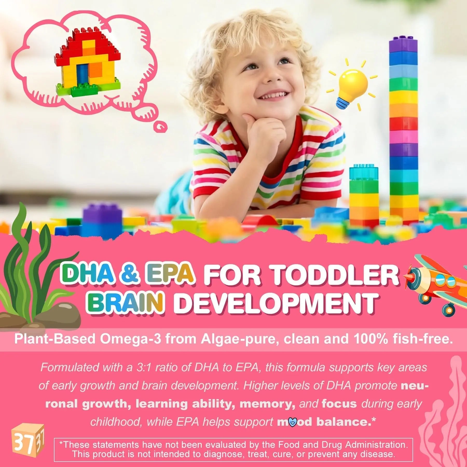 Organic Toddler Multivitamin Gummies + Omega-3 (DHA/EPA), Postbiotics | kids 2+ multivitamin | Vitamins A C D3 Methyl B12 Folate Zinc EnvyCure uk supplements