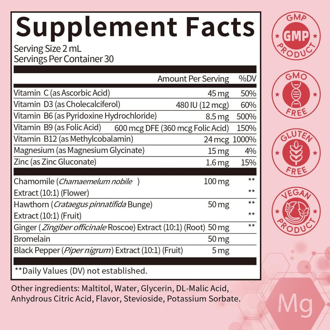 (2 Pack) Magnesium Glycinate Liquid with Chamomile, Hawthorn & Ginger for Stress Relief and Digestive Comfort, Fast Absorption, Non-GMO, Vegan Formula, Sugar Free, Strawberry Flavor, 4 Fl OZ GPGP GreenPeople uk supplements