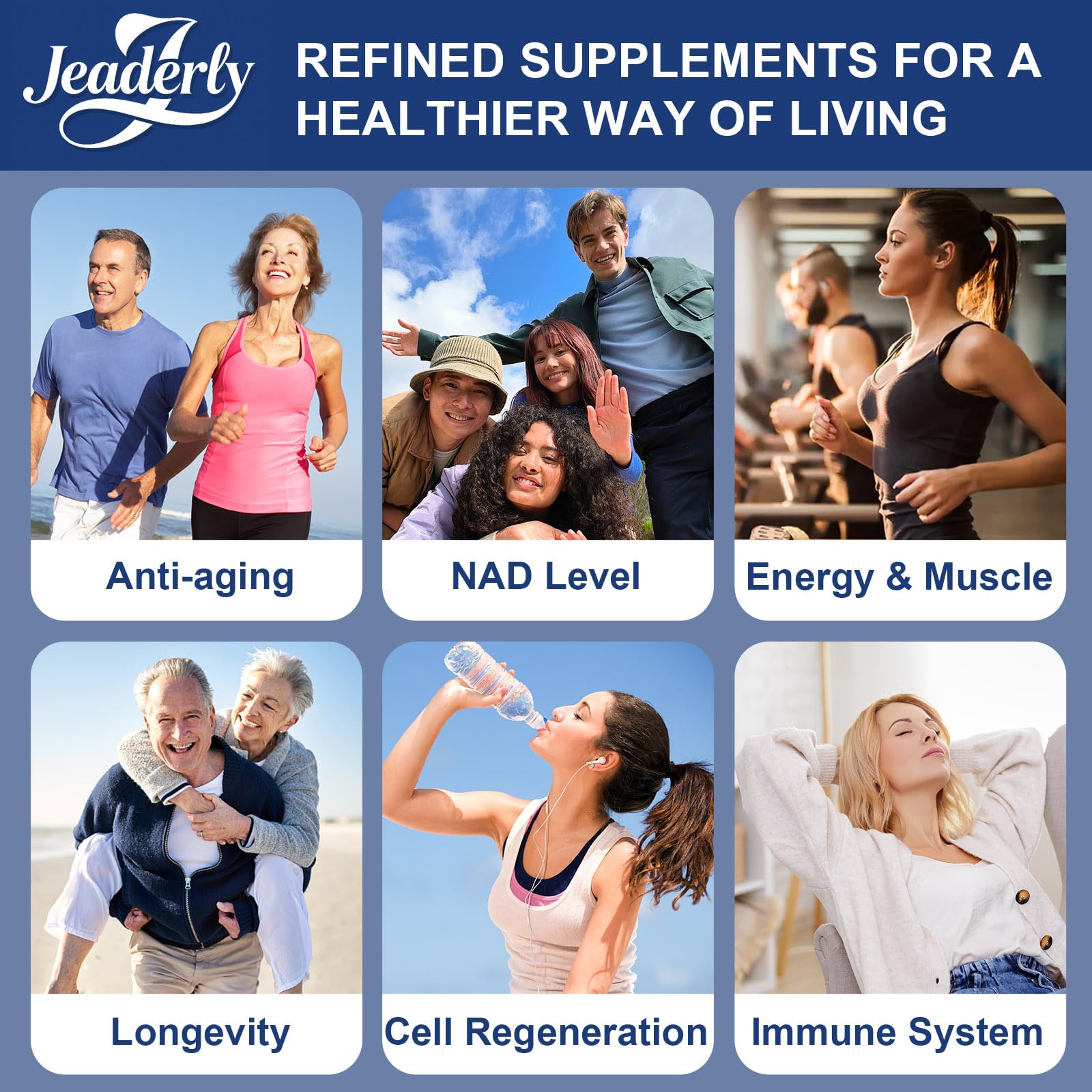 Jeaderly 1100mg NMN & Trans-Resveratrol, 3-in-1 Supplement, 60 Veggie Capsules – Supports NAD+ Boost*, Cellular Energy, Immune Function, Muscle Health & Anti-Aging, 30-Day Supply Jeaderly uk supplements