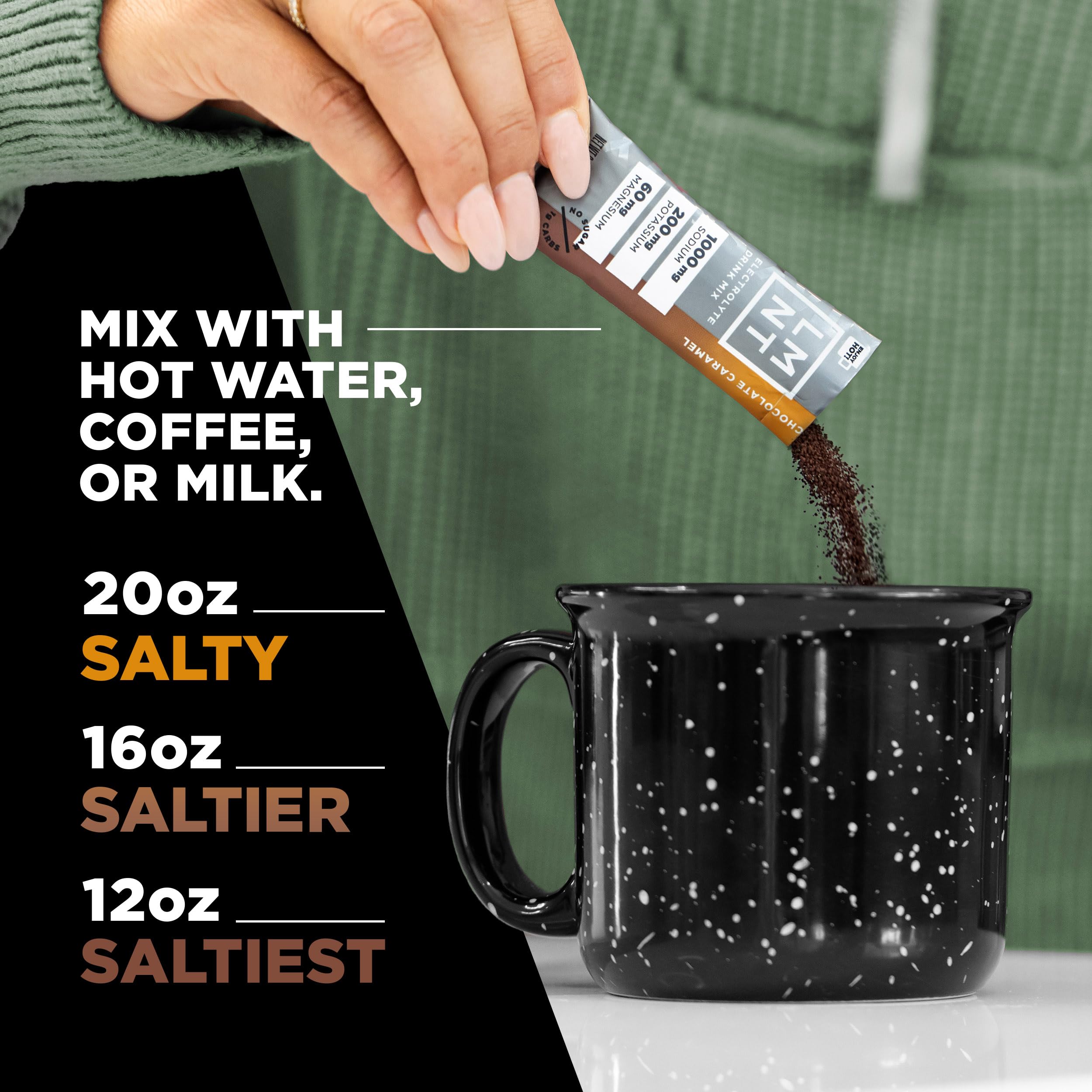 LMNT Zero Sugar Hot Chocolate or Coffee Mixer - Chocolate Caramel Salt | Drink Mix | 30-Count Drink LMNT uk supplements