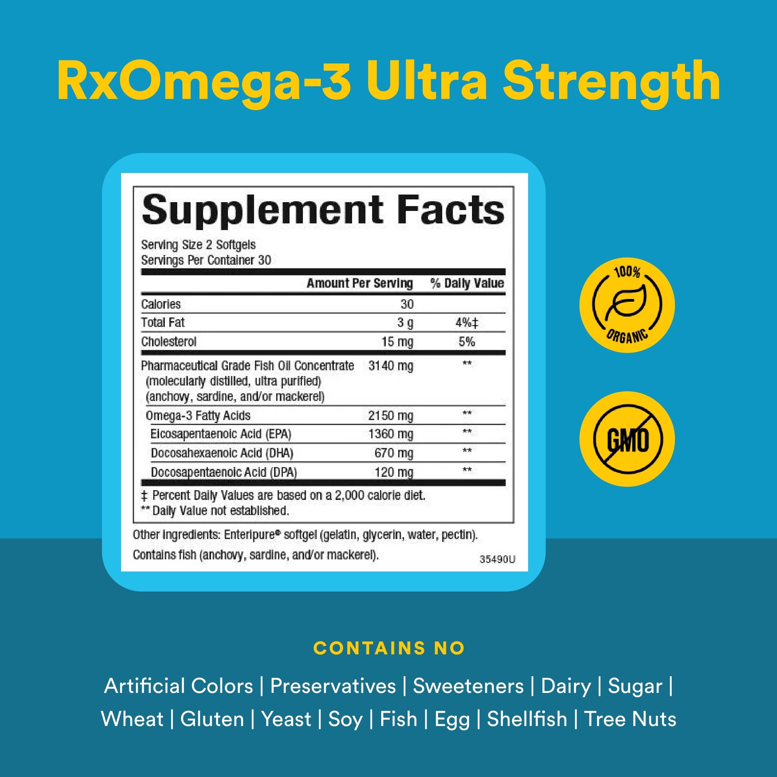 Natural Factors RxOmega-3 Ultra Strength - Brain & Heart Health Support - Eye Health Supplement with EPA & DHA - Supplement with Omega-3 Fatty Acids - 150 Softgels (75 Servings) Natural Factors uk supplements