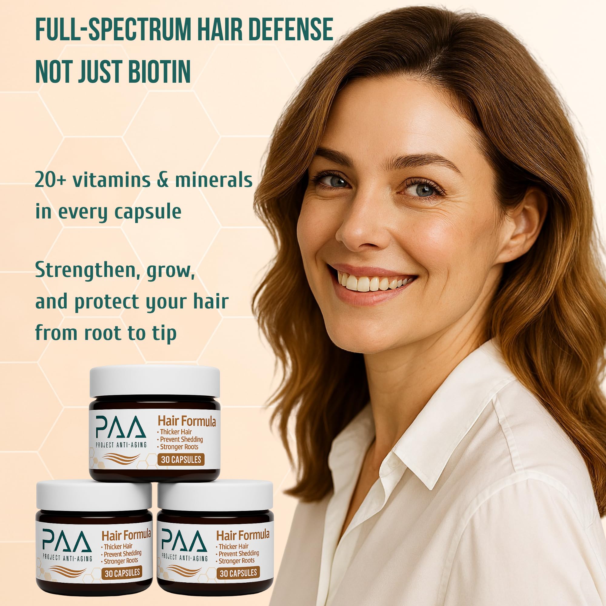 Project Anti-Aging Menopause Hair Don’t Care – Hair Growth Vitamins for Women 40+ to Support Thinning, Volume, Skin & Nails – Nutrient-Rich Supplement for Stronger, Fuller – Visible Results Project Anti-Aging uk supplements