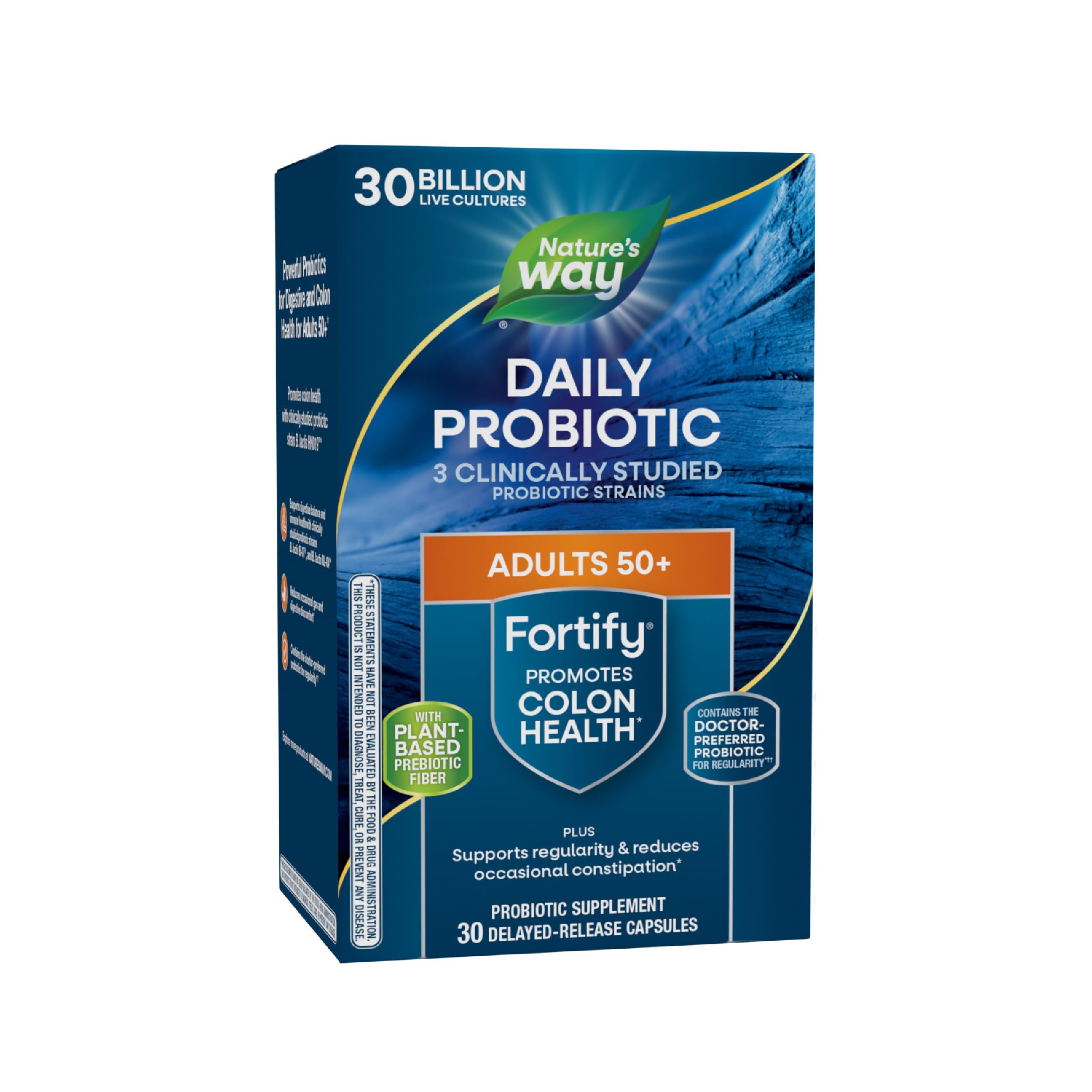 Nature's Way Fortify 50+ Daily Probiotic for Men & Women, 30 Billion Live Cultures, Colon, Digestive, and Immune Health Support* Supplement, 30 Capsules Nature's Way uk supplements