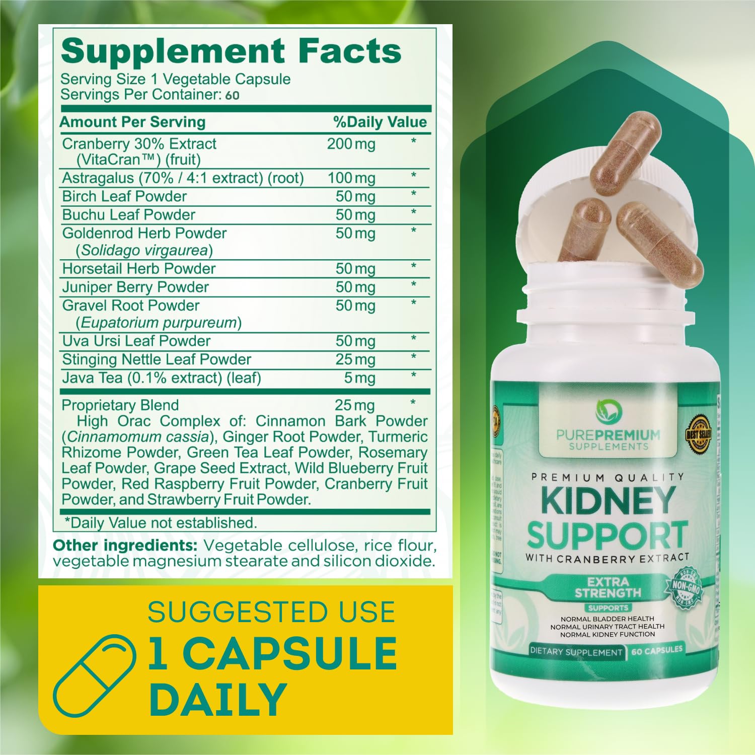 PurePremium Kidney Support Supplement with Cranberry Extract - Kidney Cleanse, Detox PurePremium Supplements uk supplements