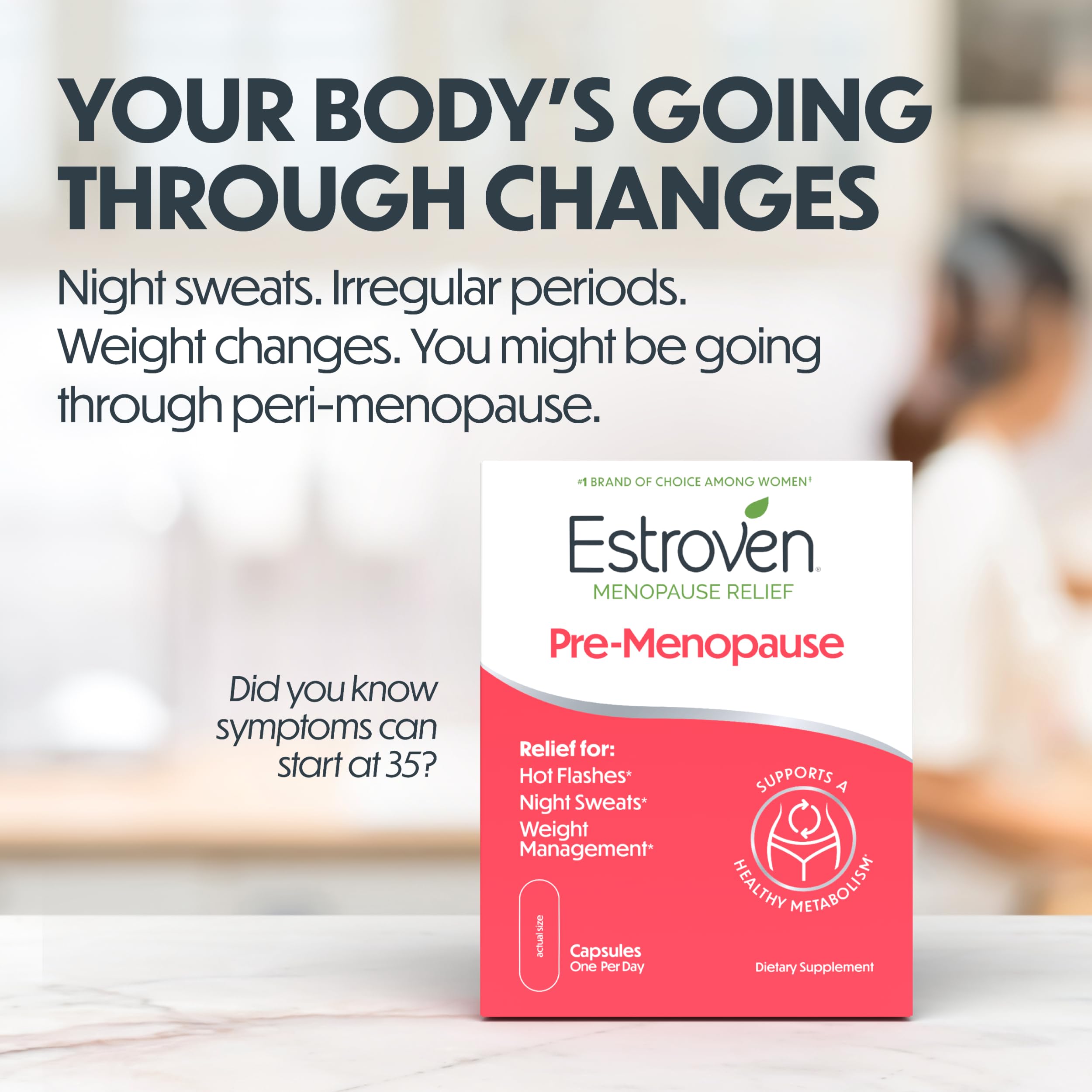 Estroven Pre-Menopause Relief, 30 Ct., Clinically Proven Ingredients, Provides Menopause Relief plus Night Sweats & Hot Flash Relief, Drug-Free or Estrogen Free Estroven uk supplements