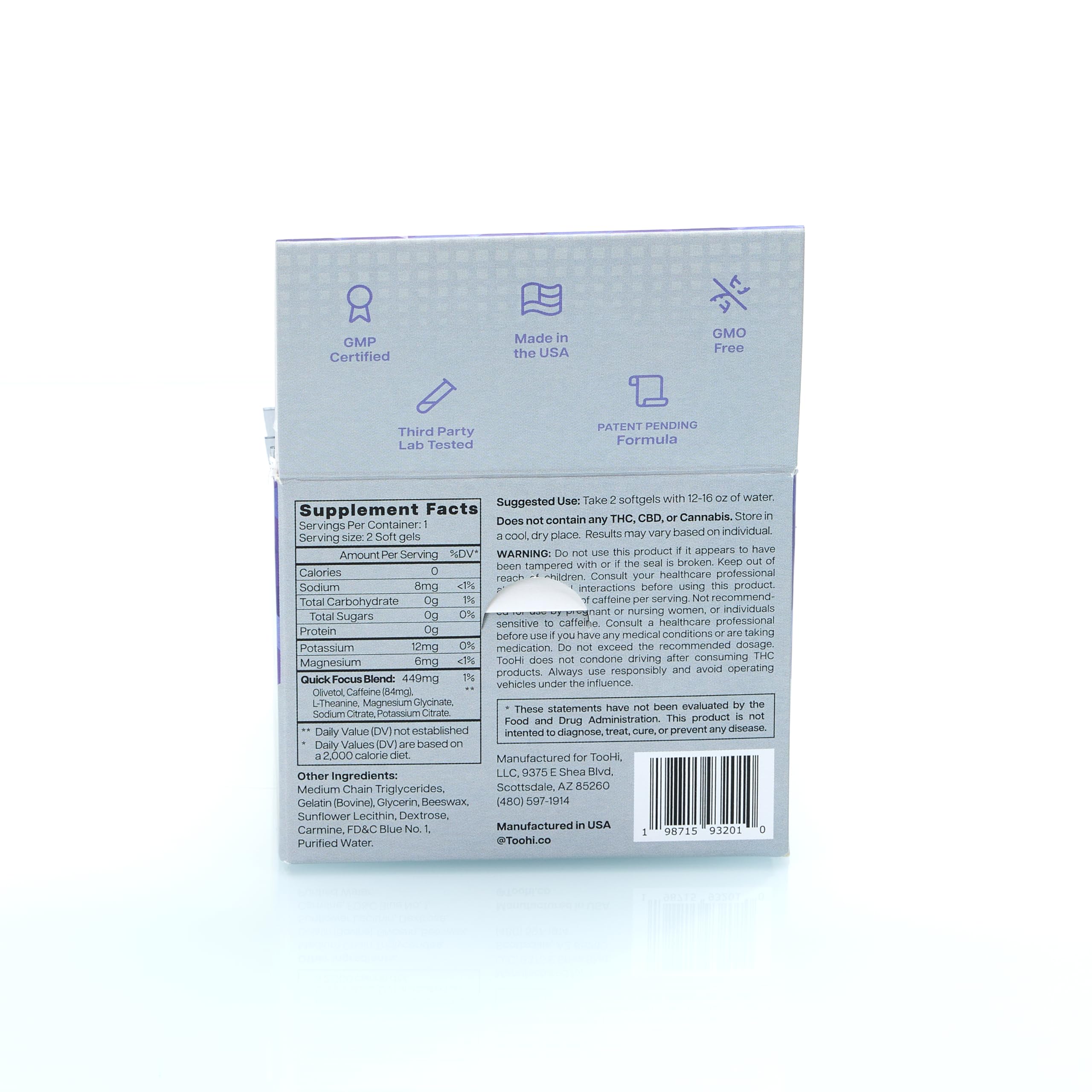 TooHi Reset Softgels - Proprietary Blend with Additional Caffeine (84mg), L-Theanine & Electrolytes | Patent Pending - 10 Doses TooHi uk supplements