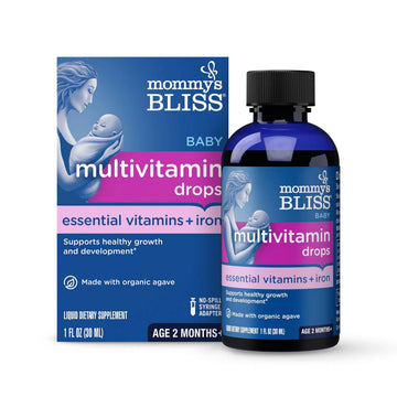 Mommy's Bliss Baby Multivitamin + Iron, Daily Essential Baby Vitamins for Immune Support, Healthy Growth & Bone Development, Age 2 Months+, 30 ml Mommy's Bliss uk supplements