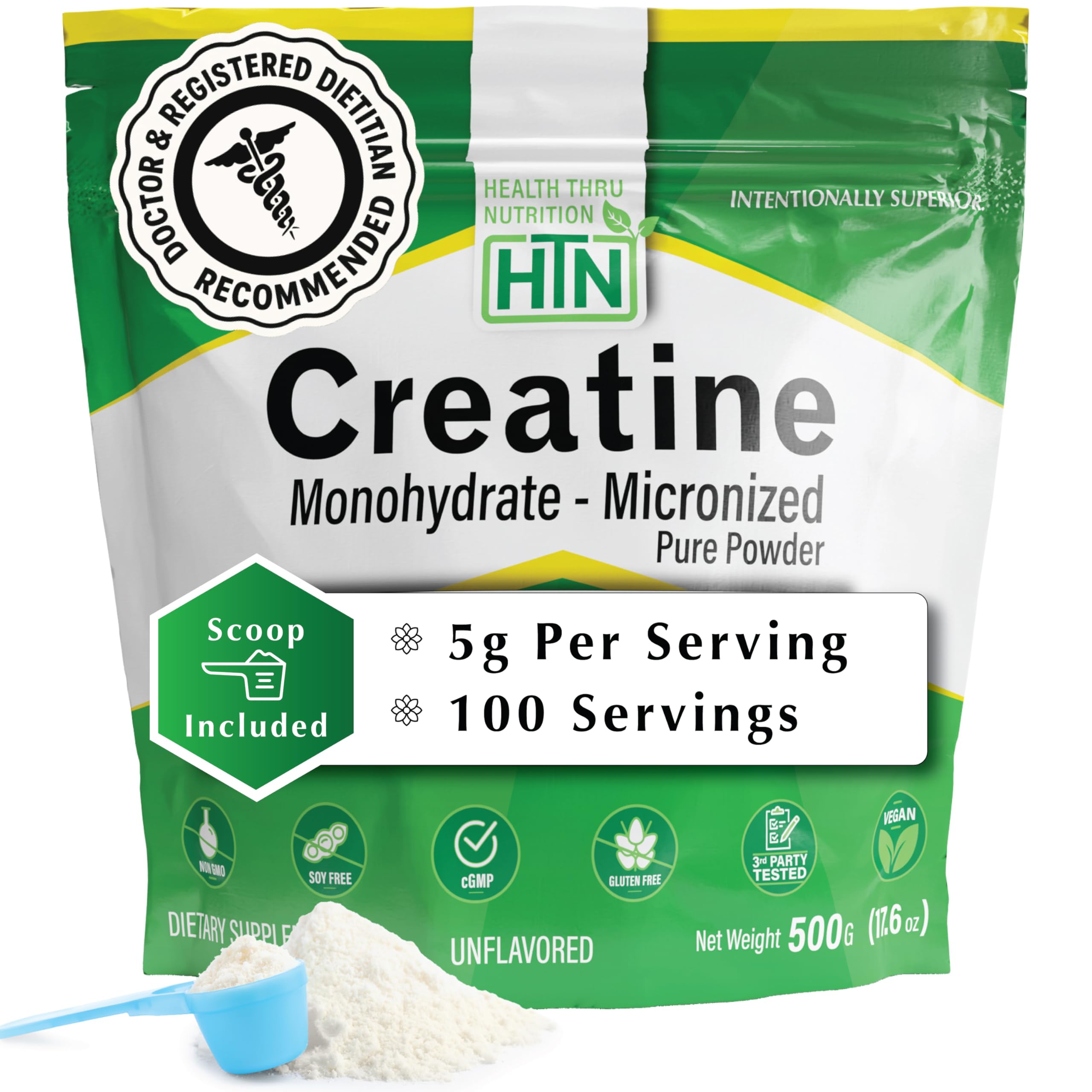 Health Thru Nutrition Creatine Monohydrate Micronized Powder – 500g Pure Unflavored – 5g Per Scoop – Workout Support, Muscle Fuel and Recovery Bulk Supplement | Non-GMO, Vegan Health Thru Nutrition uk supplements