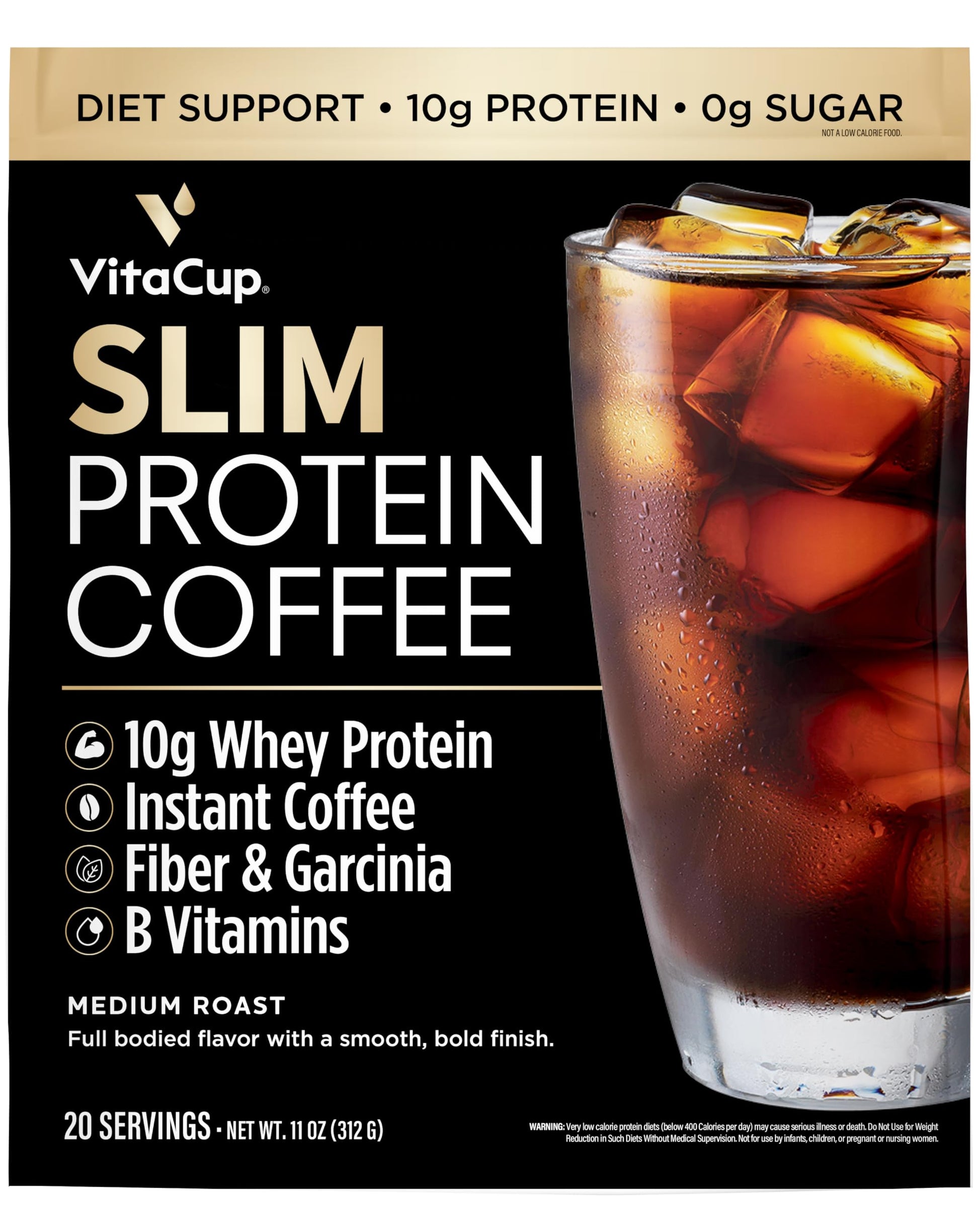 VitaCup Slim Protein Coffee for Diet Support, Instant Coffee w/Whey Protein Powder VitaCup uk supplements