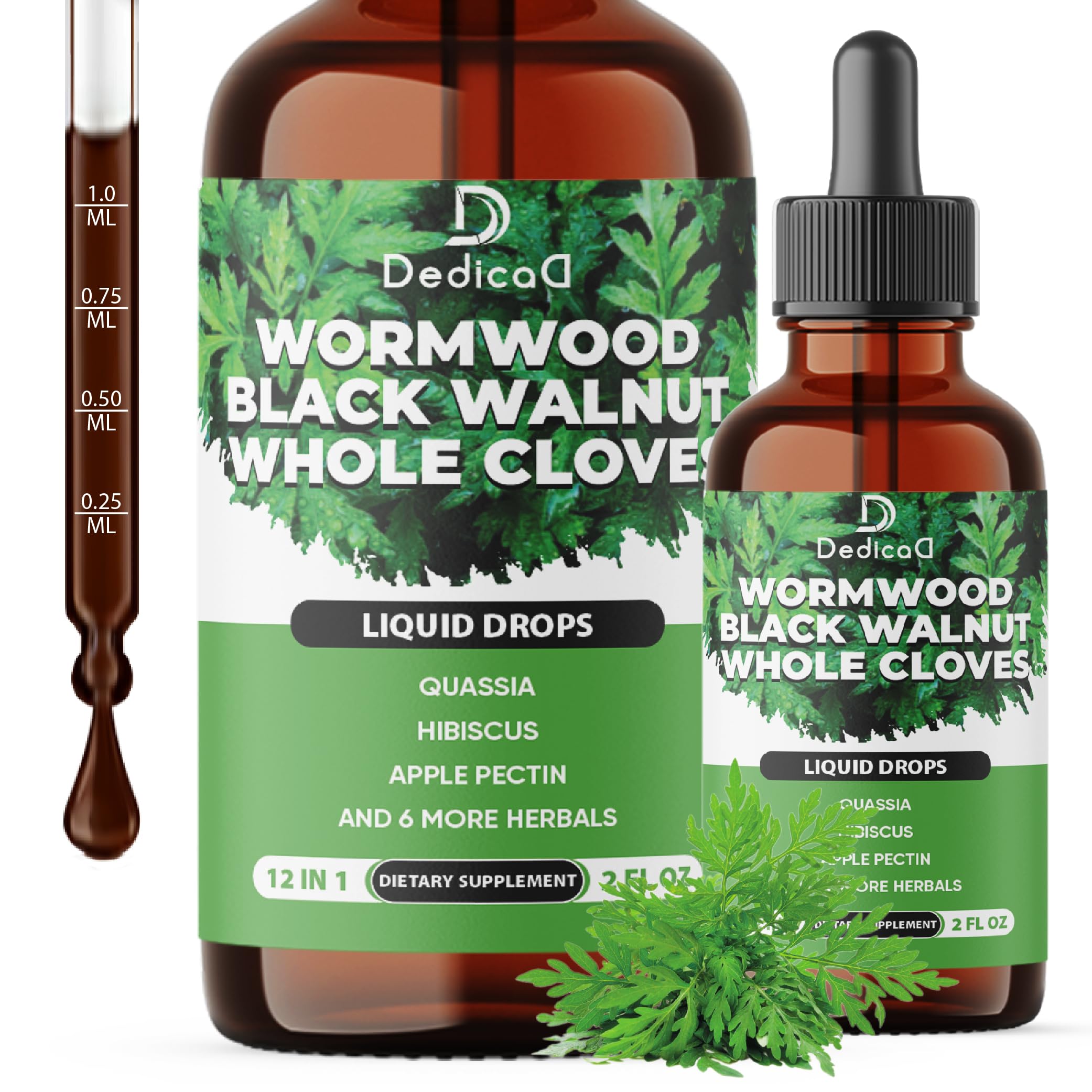 DEDICAD 12in1 Wormwood Liquid Drops - Black Walnut Wormwood Tincture Liquid Extract Whole Cloves and 9 More Herbs - 60 Days Supply DEDICAD uk supplements