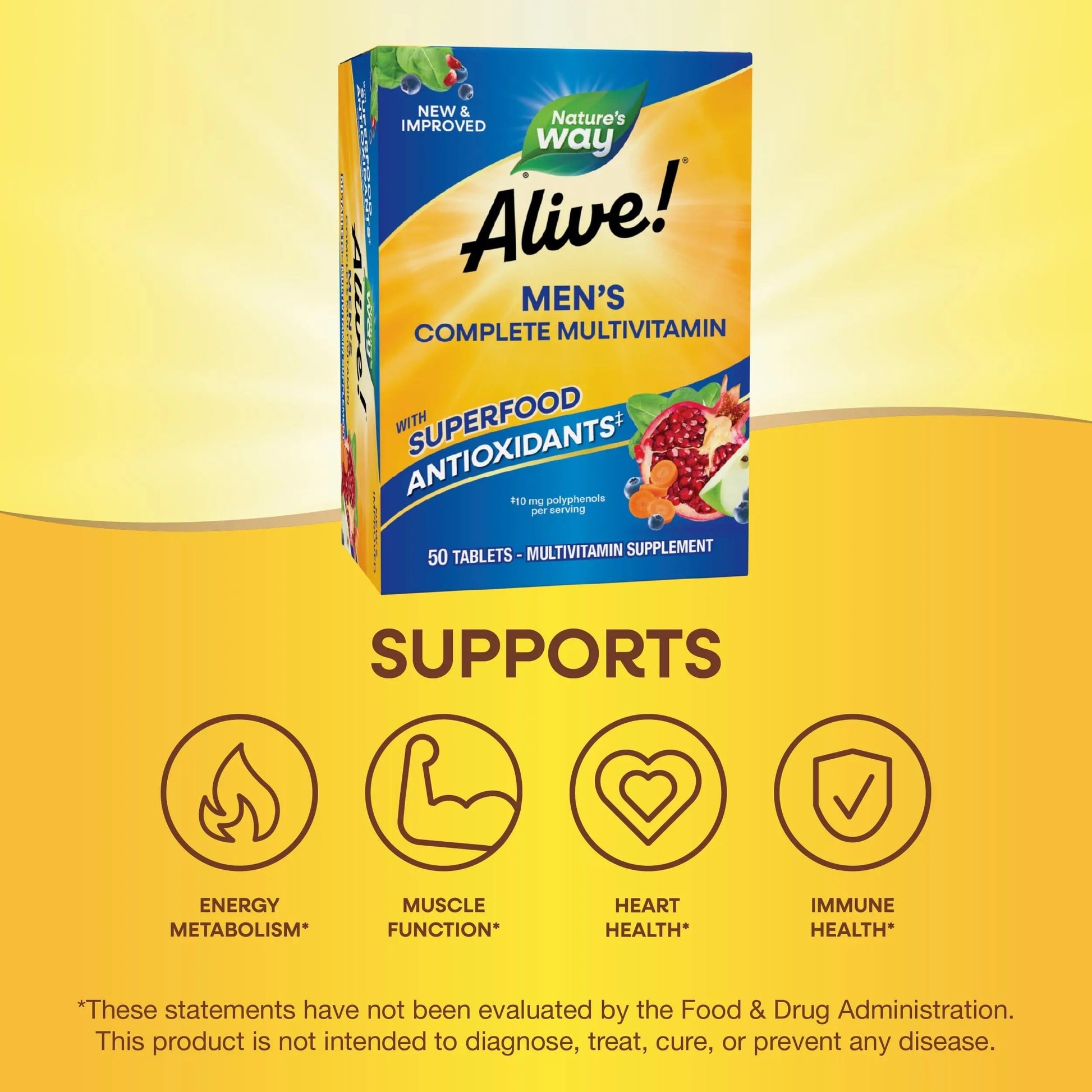 Nature's Way Alive! Men's Complete Multivitamin, Supports Energy Metabolism & Muscle Function*, B-Vitamins, Superfood Antioxidants Nature's Way uk supplements